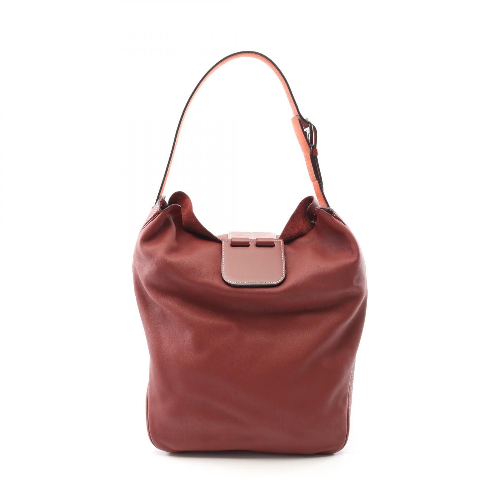 Hermes Wilvorth Rouge Ash One Shoulder Bag Veau Swift Clemence Leather Vache Hunter Bordeaux Silver Hardware T Stamp