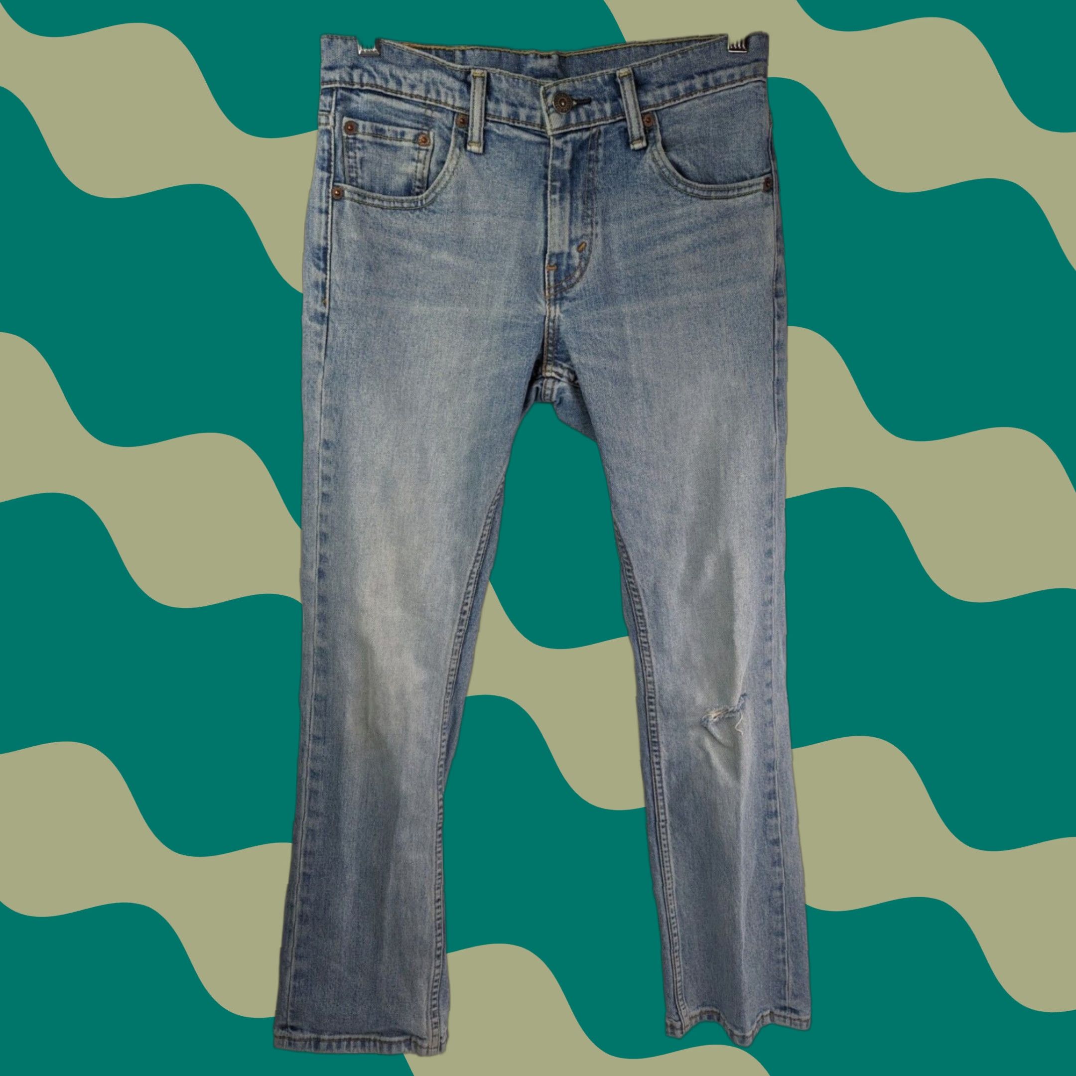 Levi's VINTAGE Levi's 527 Jeans Mens 29x30 Boot Cut Cowboy Distressed Light Wash Denim Blue Shirt Size US 29 - 1 Thumbnail
