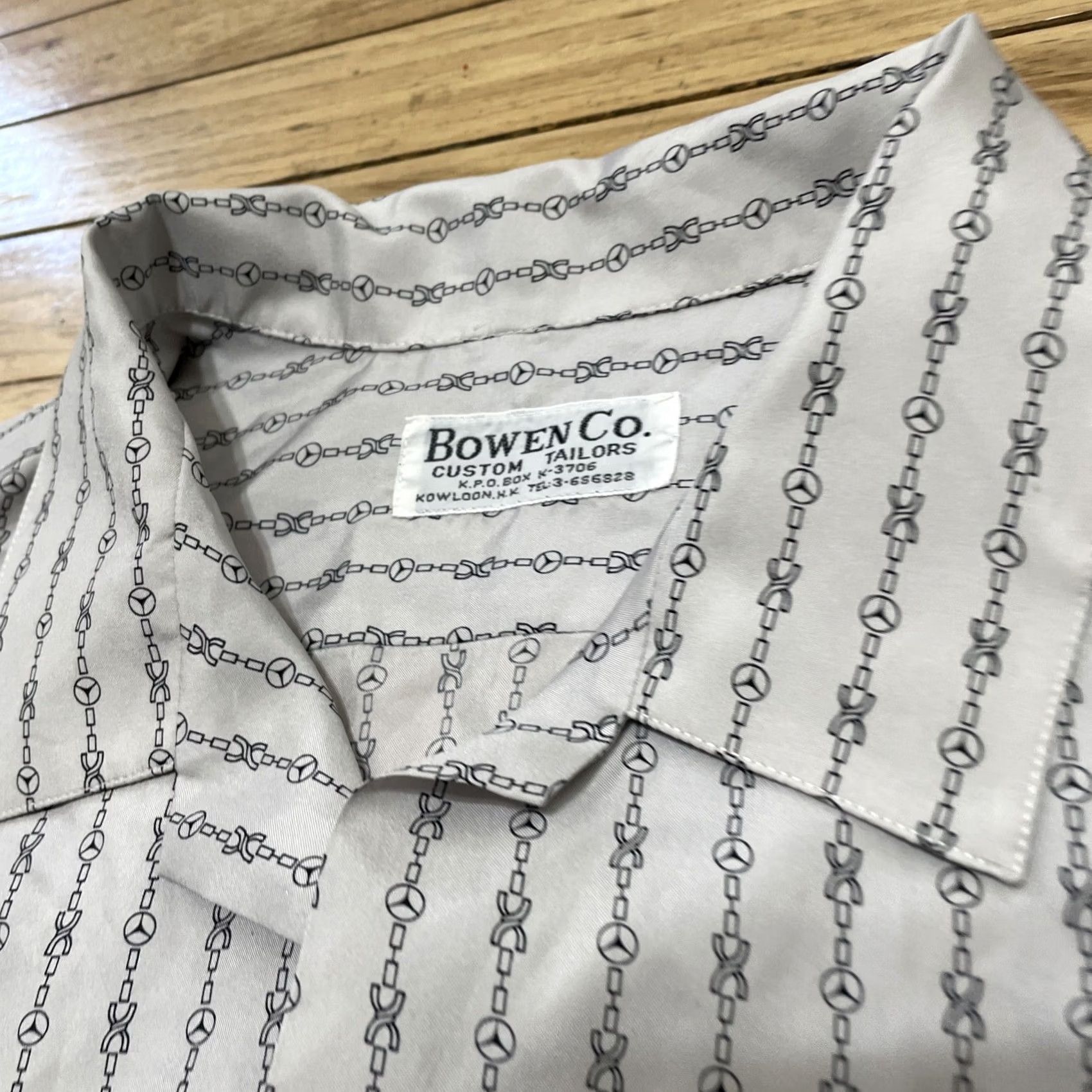 CO VINTAGE Bowen Co Silk Shirt Men M Gray Chain Print Art Deco Stripe Shirt Boy M? Size US M / EU 48-50 / 2 - 4 Thumbnail