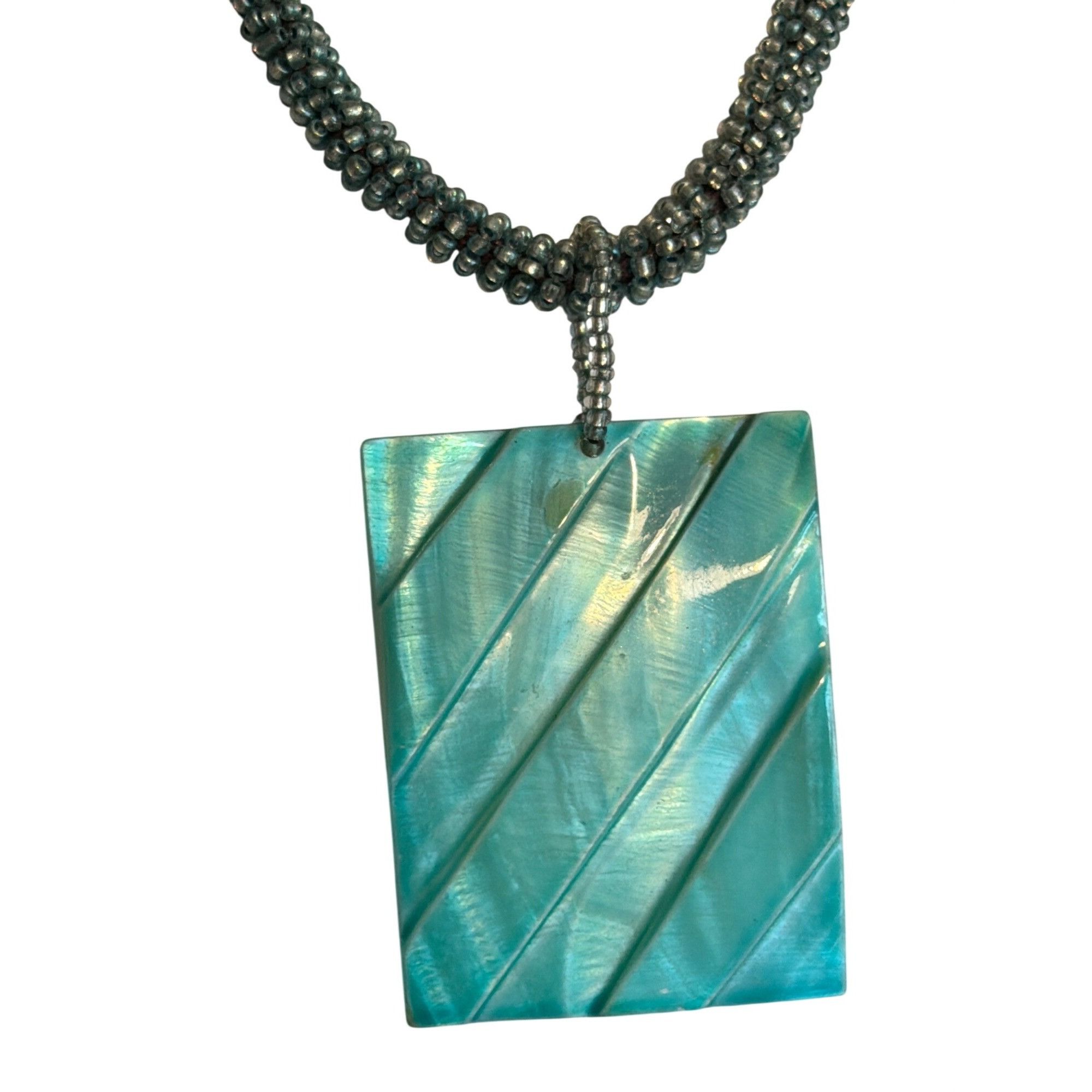 Other Turquoise Dyed Shell Pendant Necklace Seed Bead Triple Brown Size ONE SIZE - 2 Thumbnail