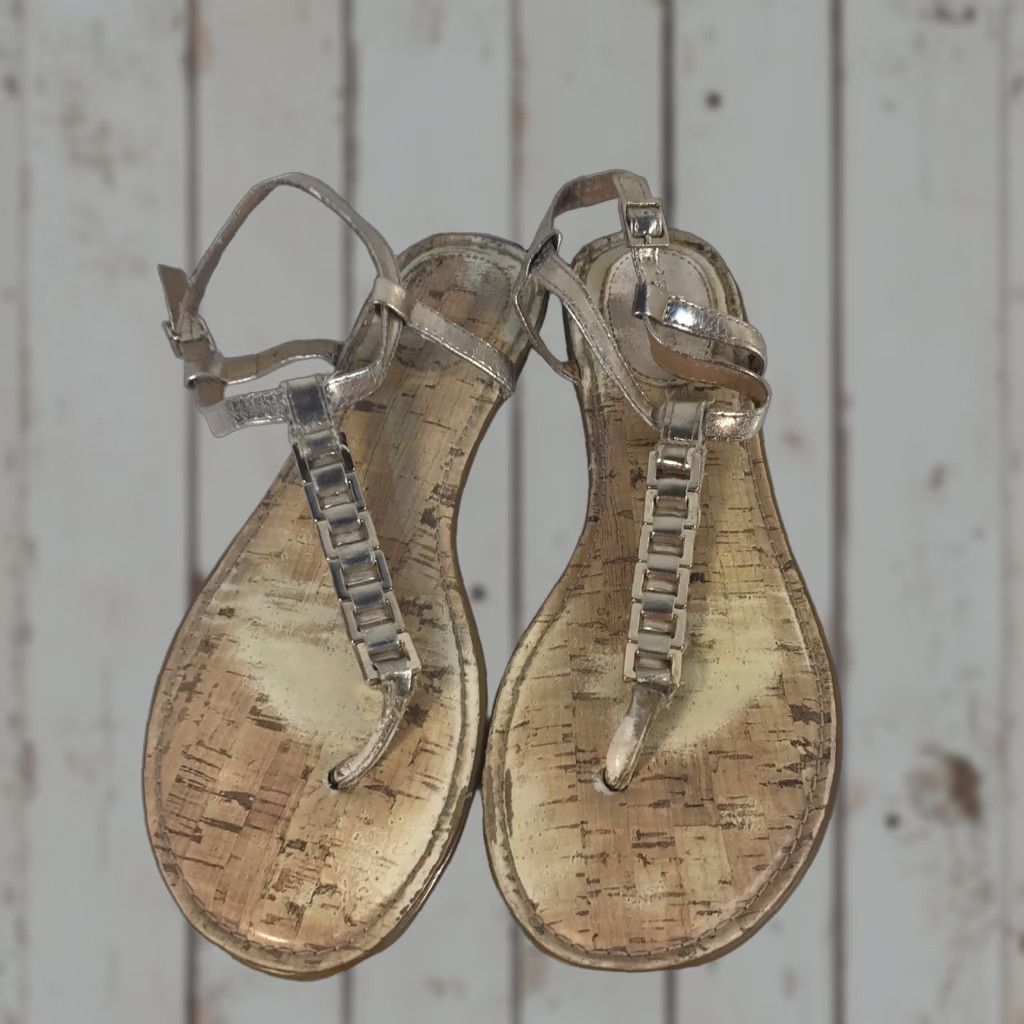 Merona VINTAGE Merona Women's Flat T-Strap Sandals Size 8.5 Gold Summer Casual Elevated Design Size US 8.5 / IT 38.5 - 1 Thumbnail