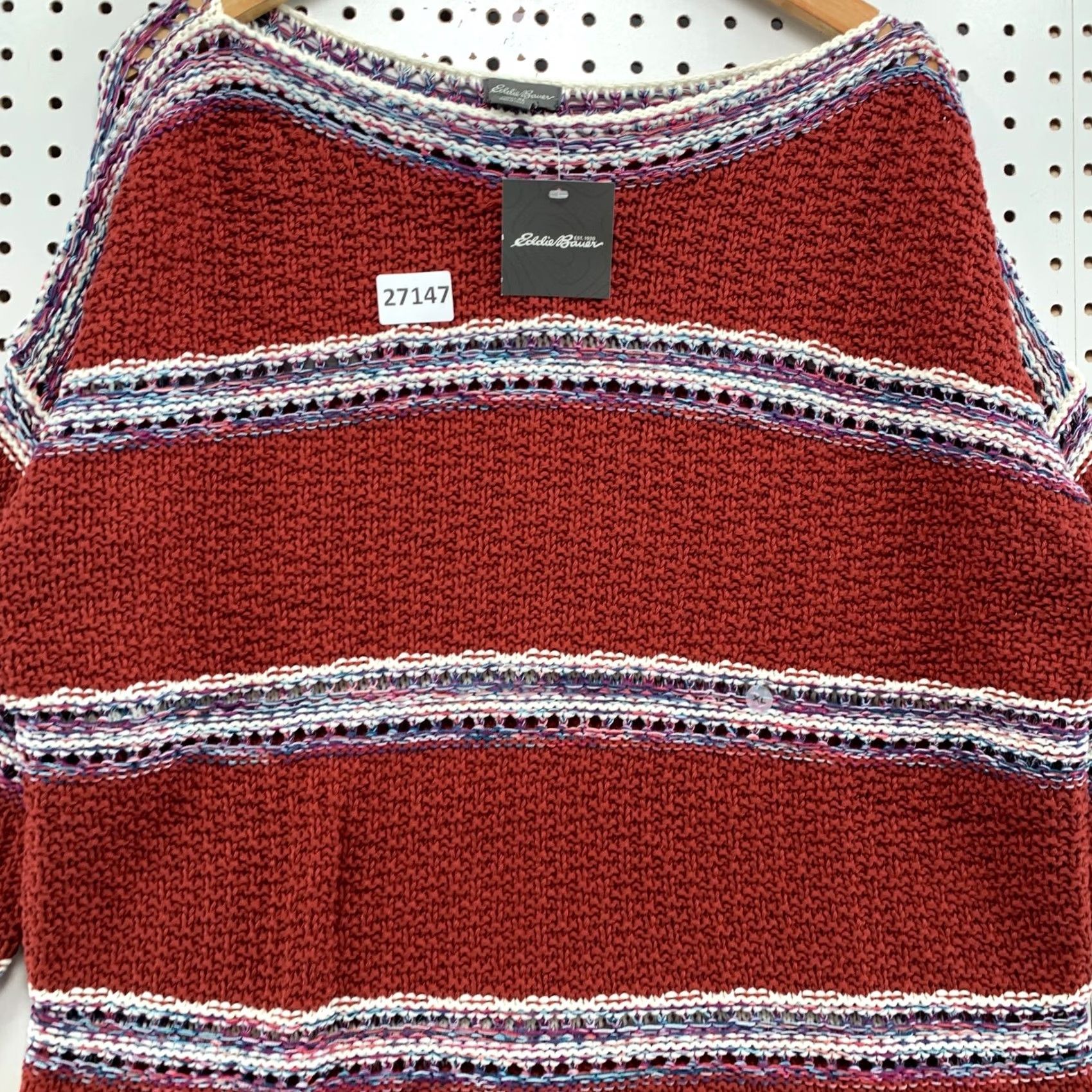 Eddie Bauer Eddie Bauer Knit Boat Neck Sweater Red Striped Womens XL NWT Size XL / US 12-14 / IT 48-50 - 2 Thumbnail