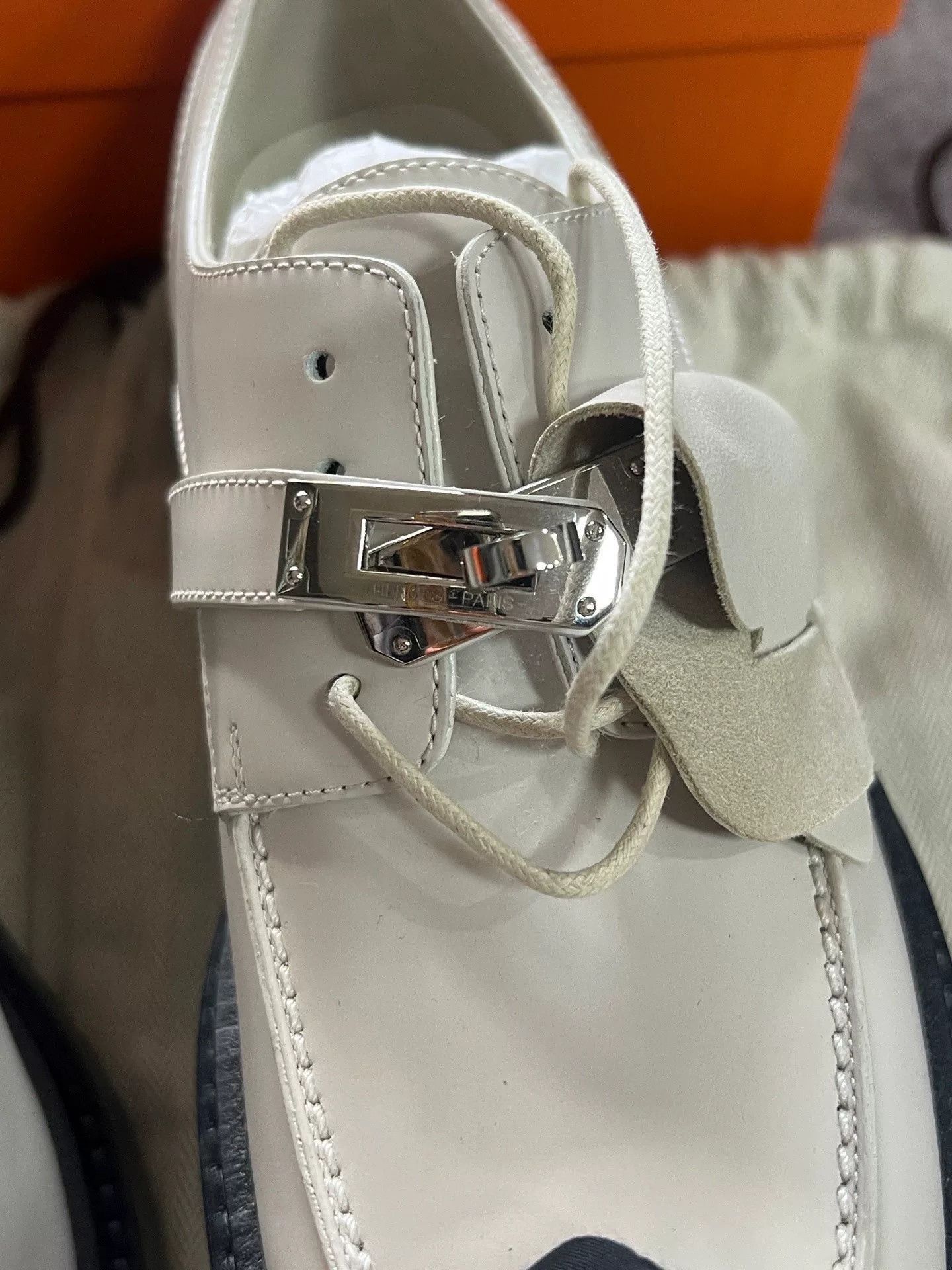 Hermes Hermes First White Kelly Silver Buckle Platform Shoes Size US 7 / EU 40 - 3 Thumbnail