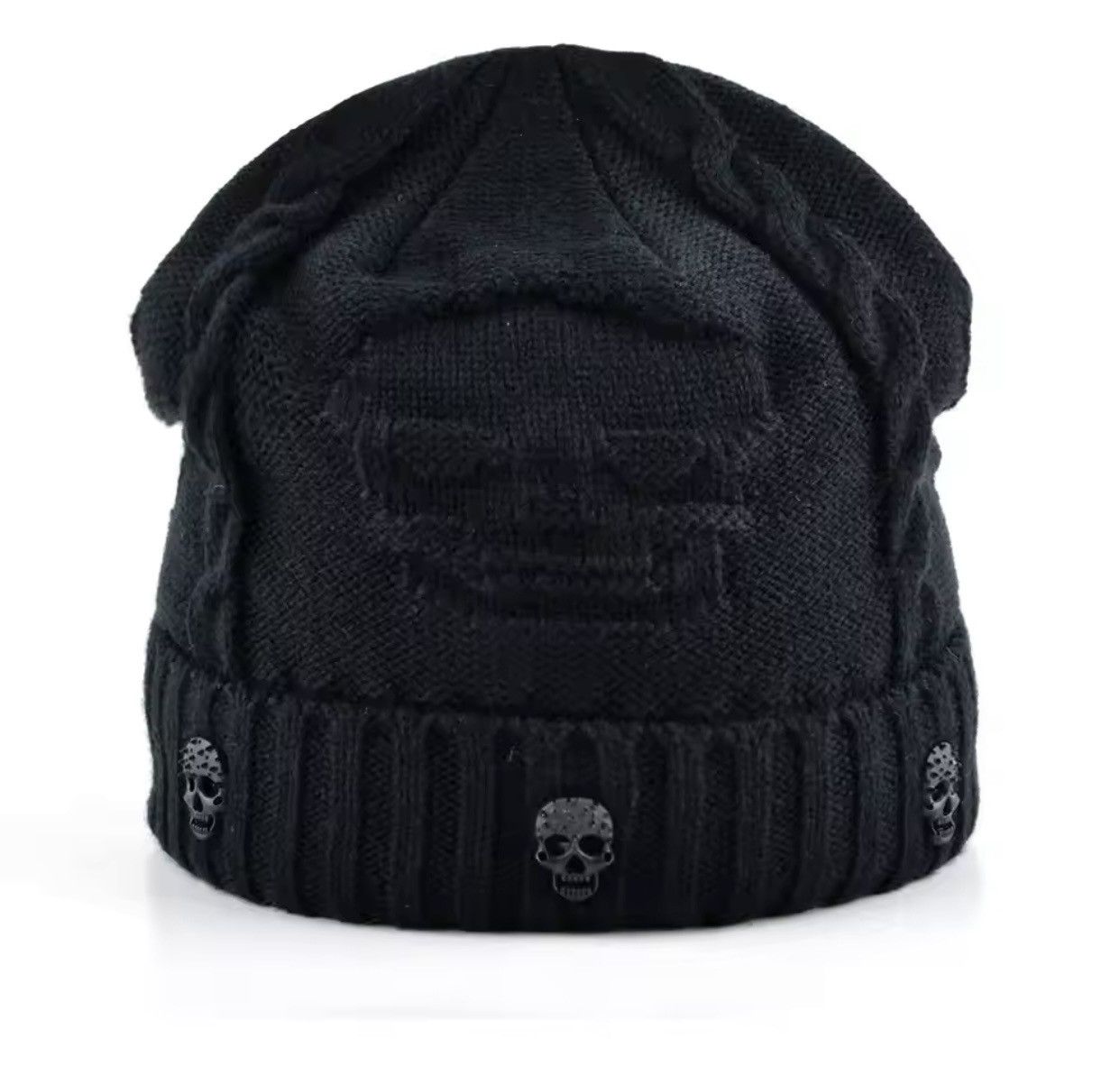 Japanese Brand Black Color Skull Bennie Hat Size ONE SIZE - 4 Thumbnail