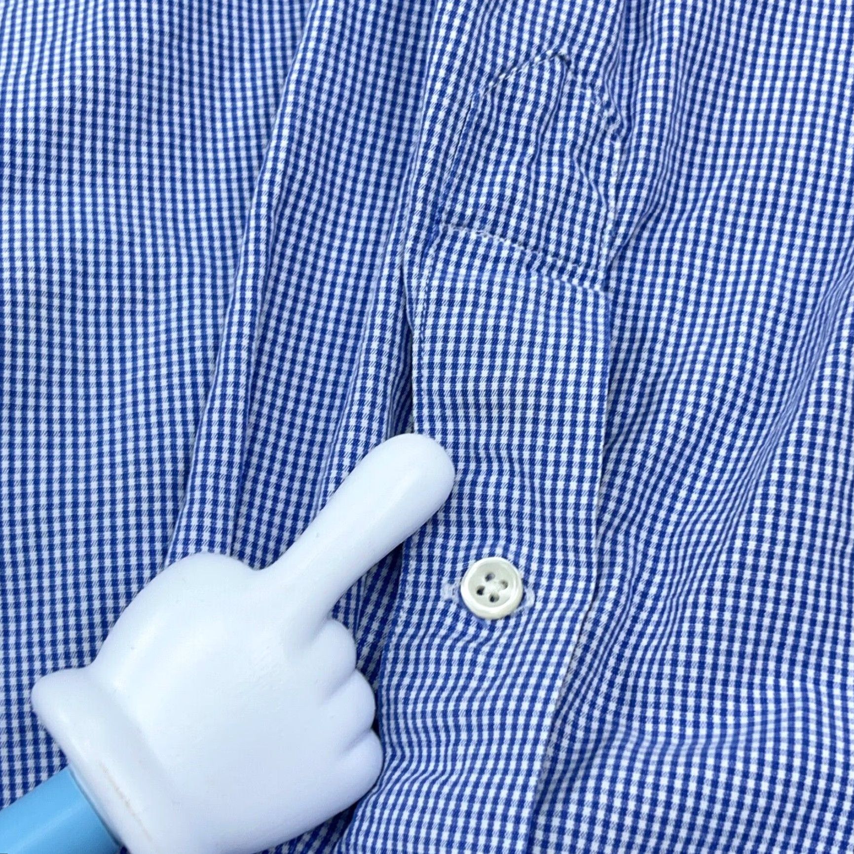 Ralph Lauren Ralph Lauren Button-Up Shirt Men XL Blue White Check Casual Regular Fit Size 46R - 6 Thumbnail