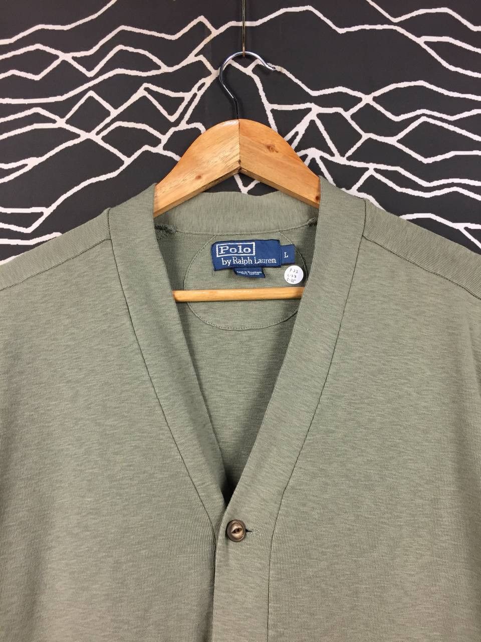 Polo Ralph Lauren Vtg Polo Ralph Lauren Olive Green Cotton V-Neck Cardigan Size US L / EU 52-54 / 3 - 3 Thumbnail