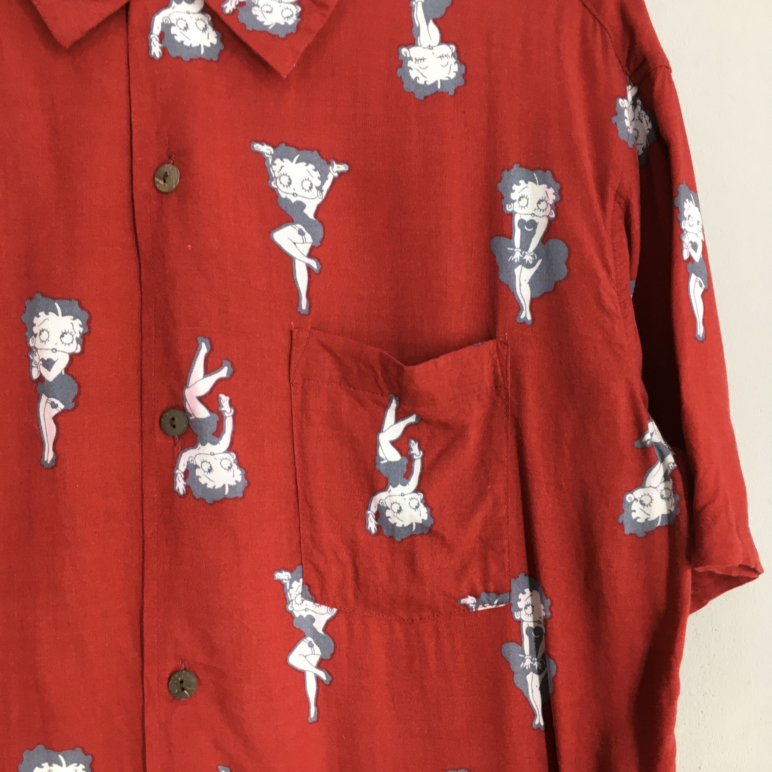 Cartoon Network Betty Boop Sexy Cartoon Hawaii Rayon Button Shirt Large Size US L / EU 52-54 / 3 - 4 Thumbnail