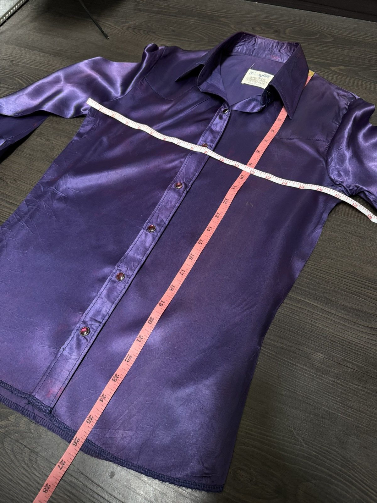 Wrangler Vintage 70s Wrangler Purple 100% Acetate Western Shirt (32) Size S / US 4 / IT 40 - 16 Thumbnail