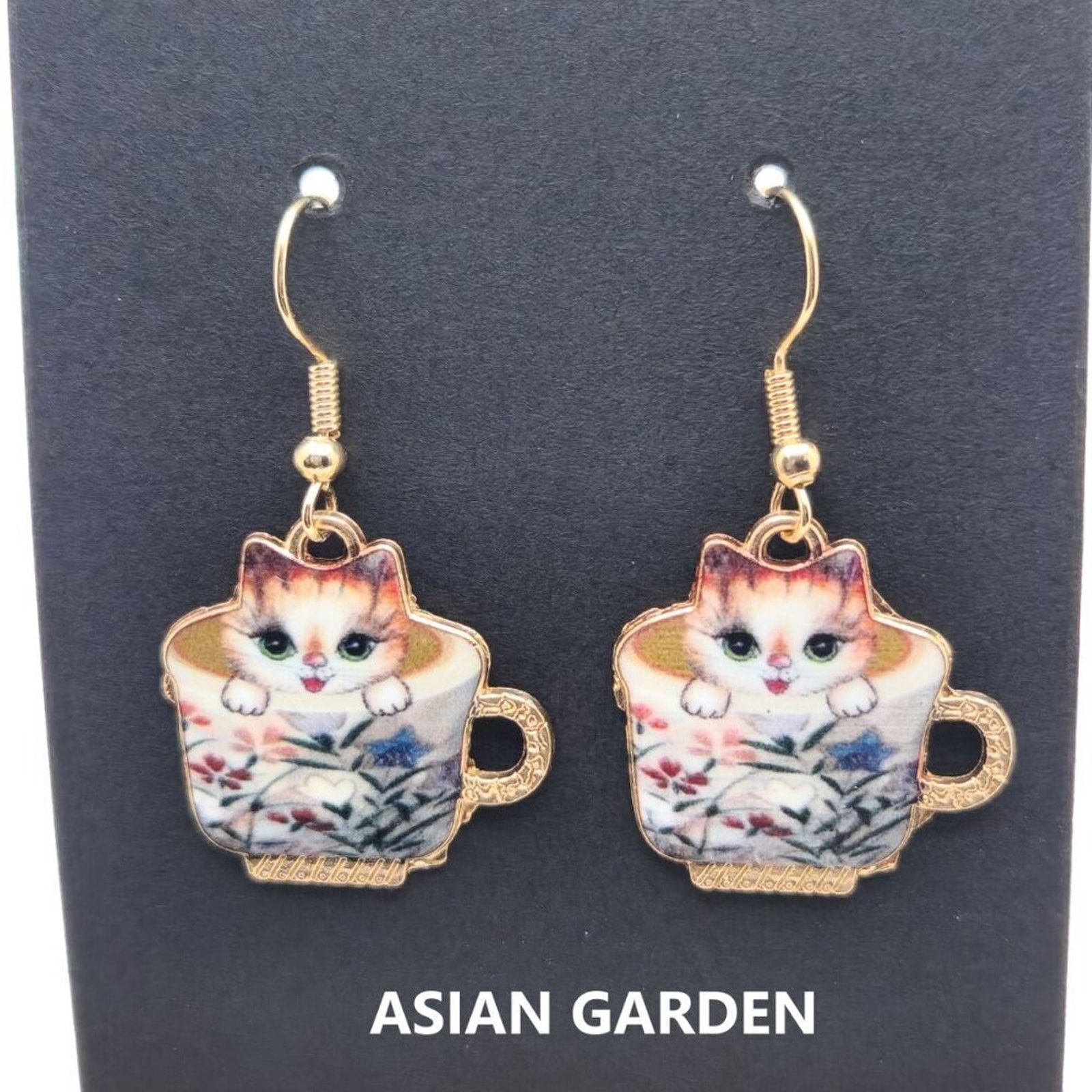 Other Calico Cat Teacup Earrings – Handmade & Customizable Size ONE SIZE - 1 Thumbnail