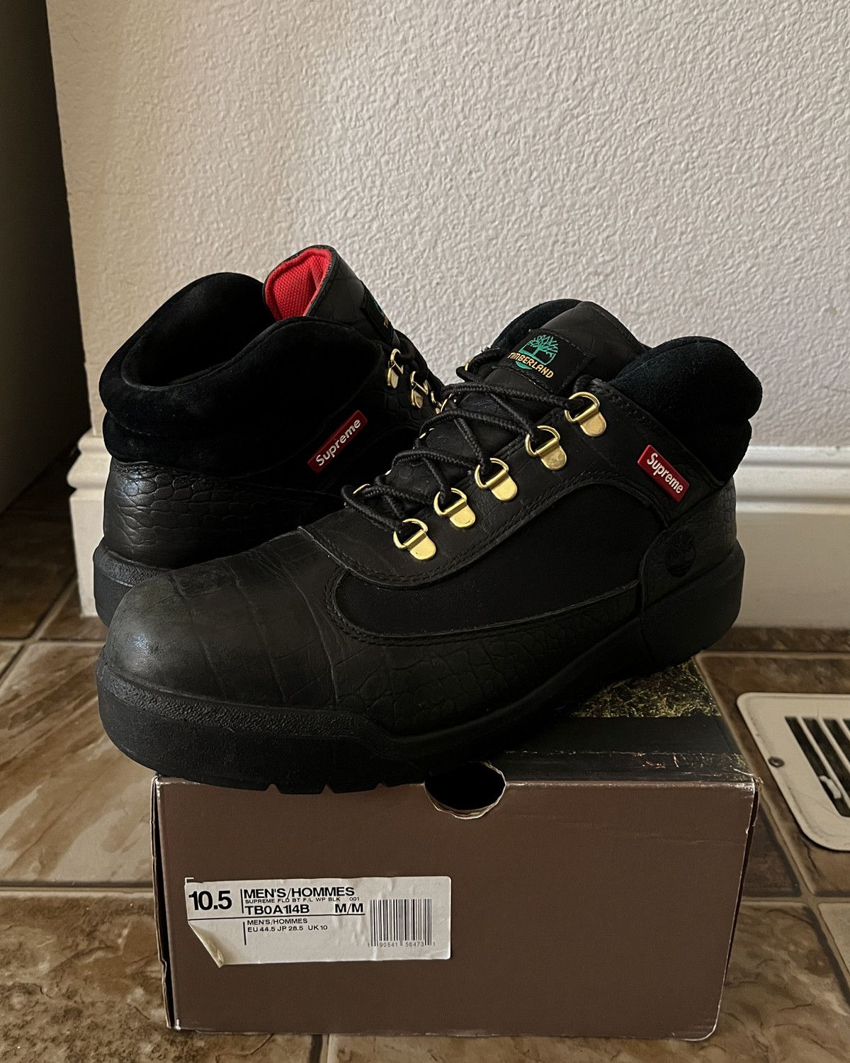 Supreme Timberland Field Boot Croc Black F/W16