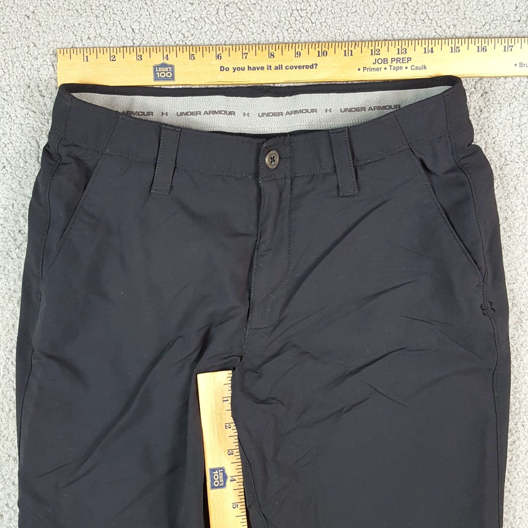 Under Armour VINTAGE Under Amour Athletic Pants Men's 32x32 Black Straight Leg Lightweight Stretch Casual Workwear 90s Y2K Tooling: Pockets, Zipper, Logo, Button Size US 32 / EU 48 - 6 Thumbnail