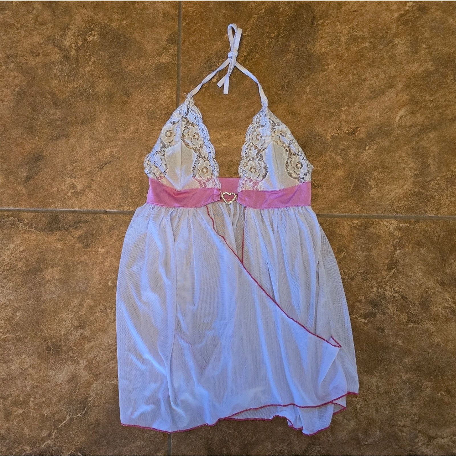 Other White Pink Lace Wrapped Lingerie Nightie Size ONE SIZE - 1 Thumbnail