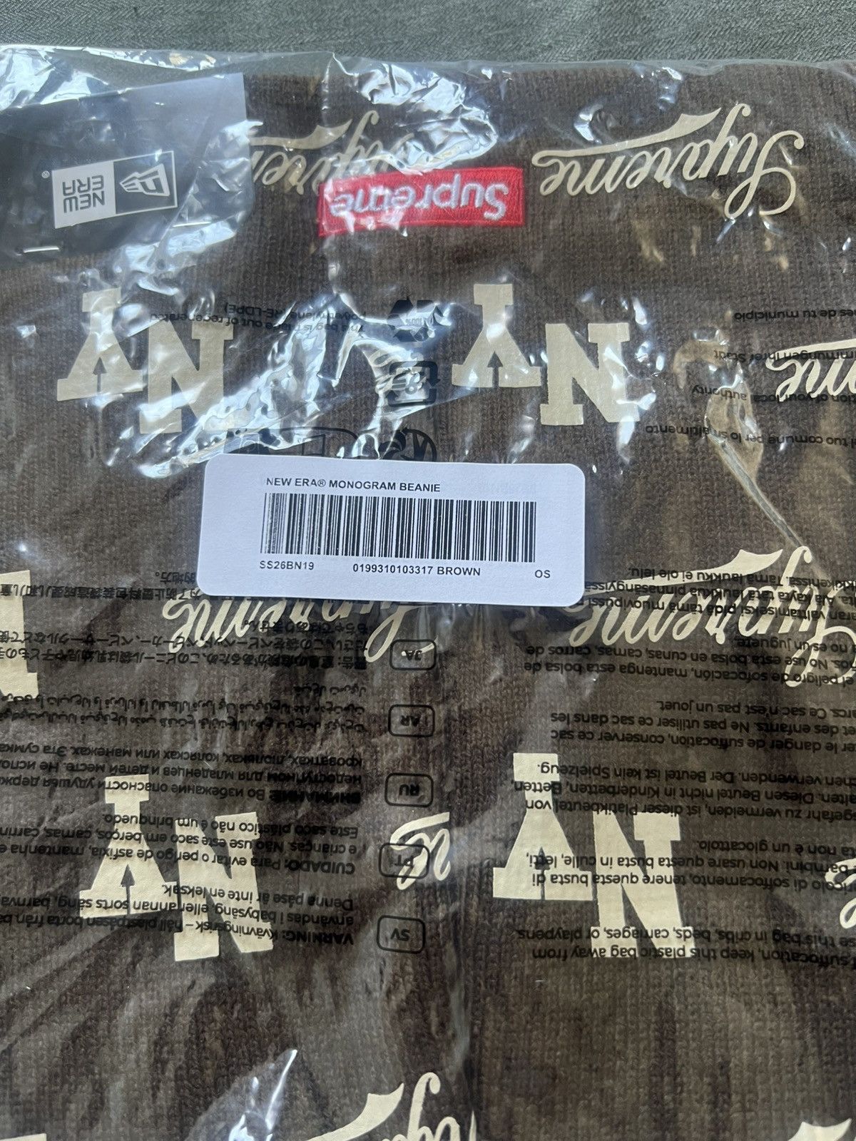 Supreme Supreme New Era Monogram Beanie Brown Size ONE SIZE - 3 Thumbnail