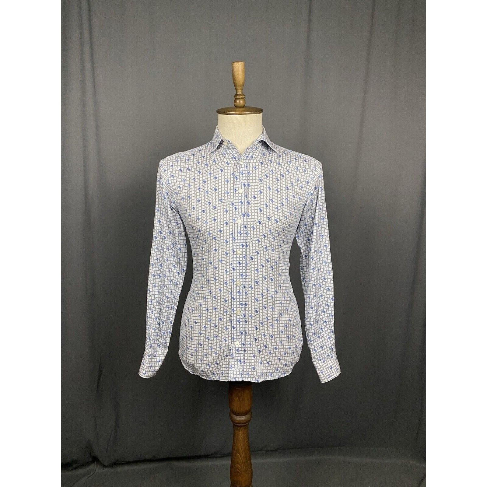 Etro Etro Paisley Men's White Blue Longsleeve Checked Shirt Size Size US S / EU 44-46 / 1 - 4 Thumbnail