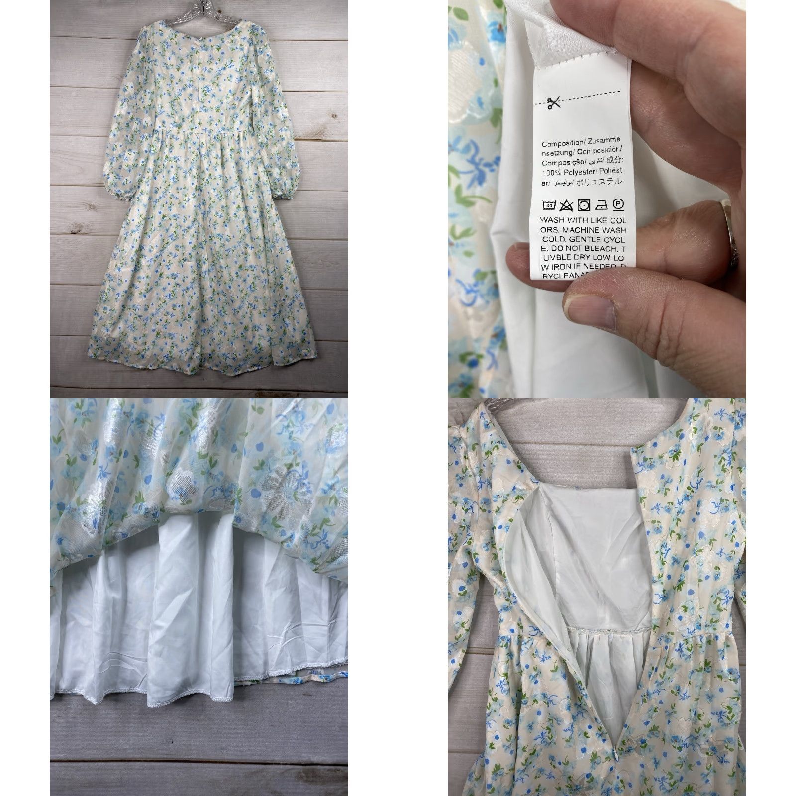 Shein VINTAGE SheIn Dress S Floral Prairie Cottagecore Ruched Bodice Flowy Midi Sheer Overlay Size S / US 4 / IT 40 - 8 Thumbnail