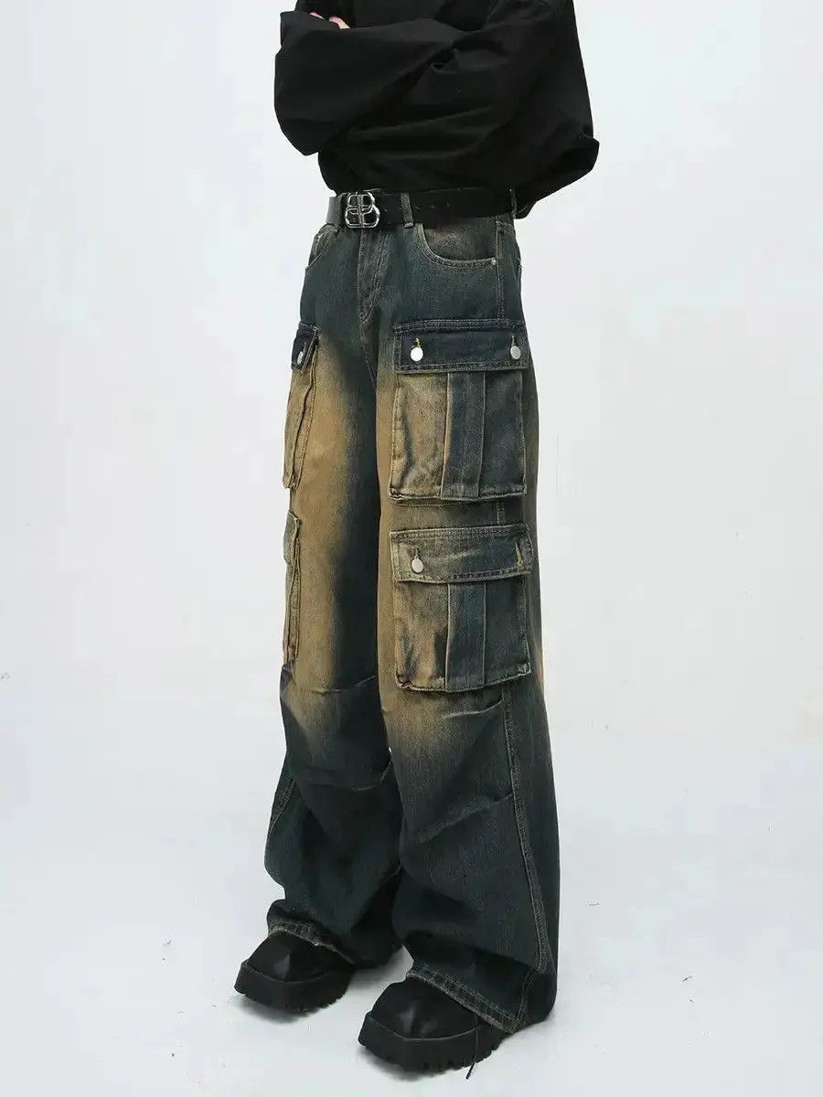 Japanese Brand Retro High Street Loose Wide Leg Jeans Size US 32 / EU 48 - 2 Thumbnail