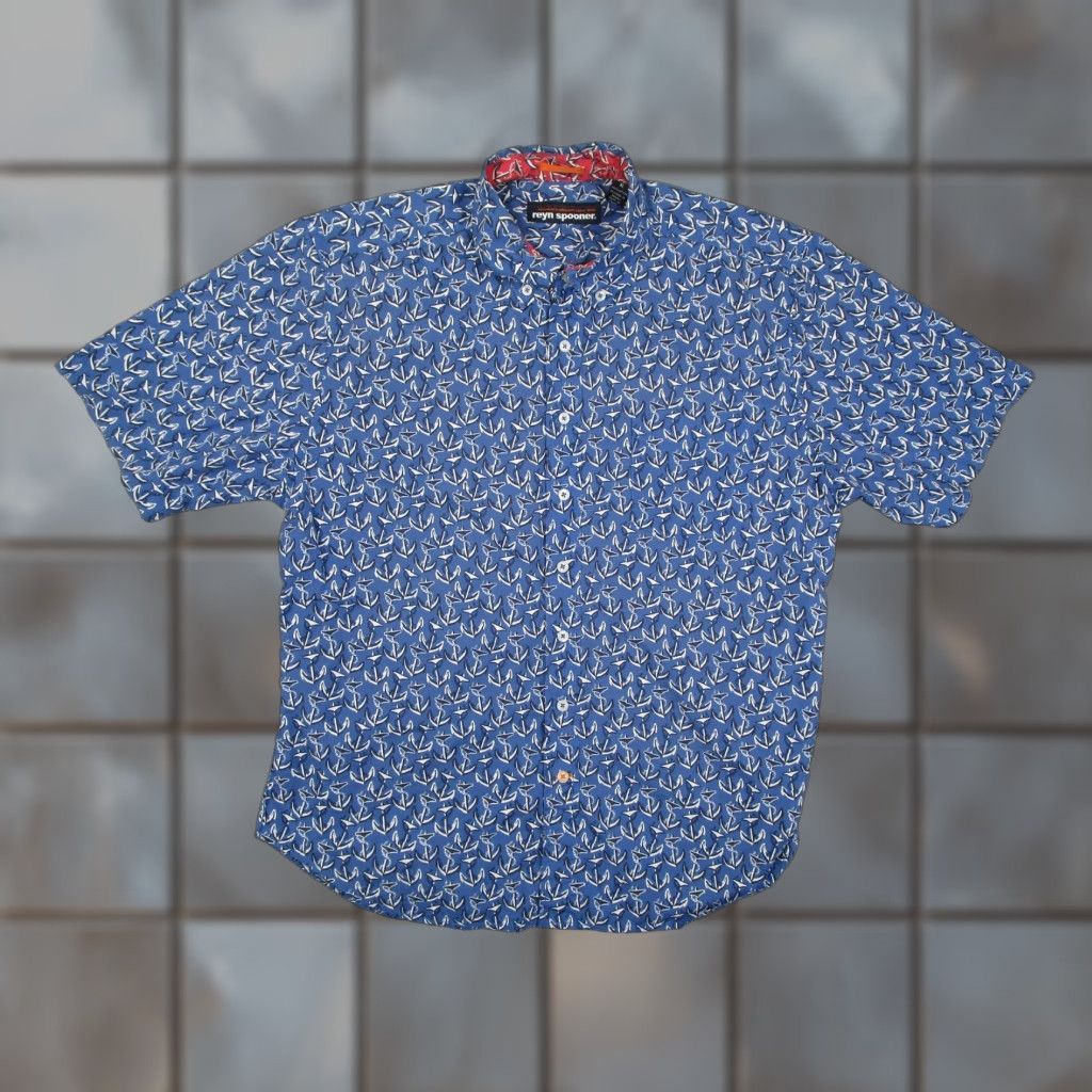 Reyn Spooner Reyn Spooner Shirt Mens XL Blue Anchor Print Nautical Hawaiian Aloha Button Up Size US XL / EU 56 / 4 - 1 Thumbnail