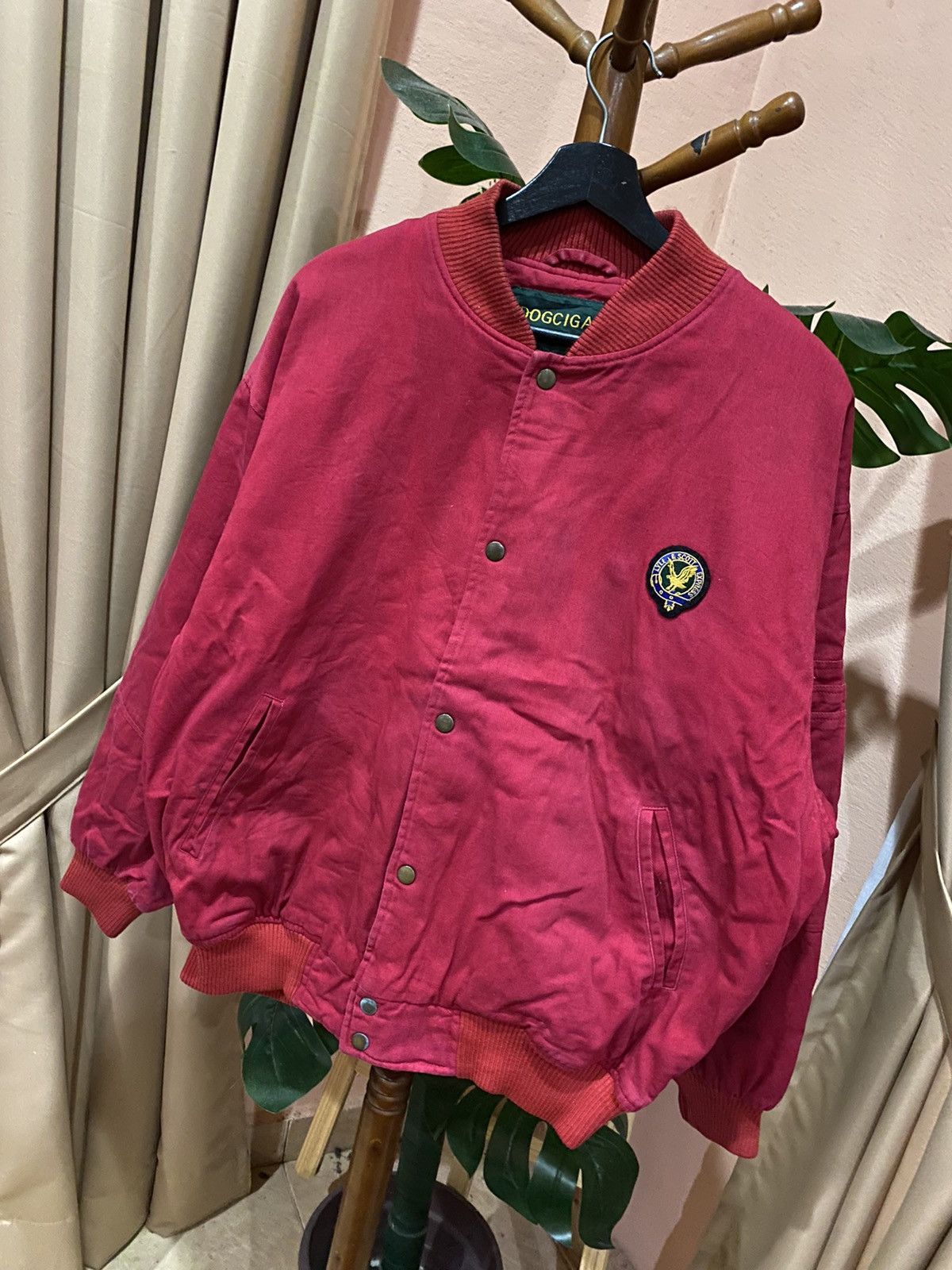 Japanese Brand Dogcigar Red Bomber Jacket – Classic and Bold Men Outerwear Size US L / EU 52-54 / 3 - 2 Thumbnail