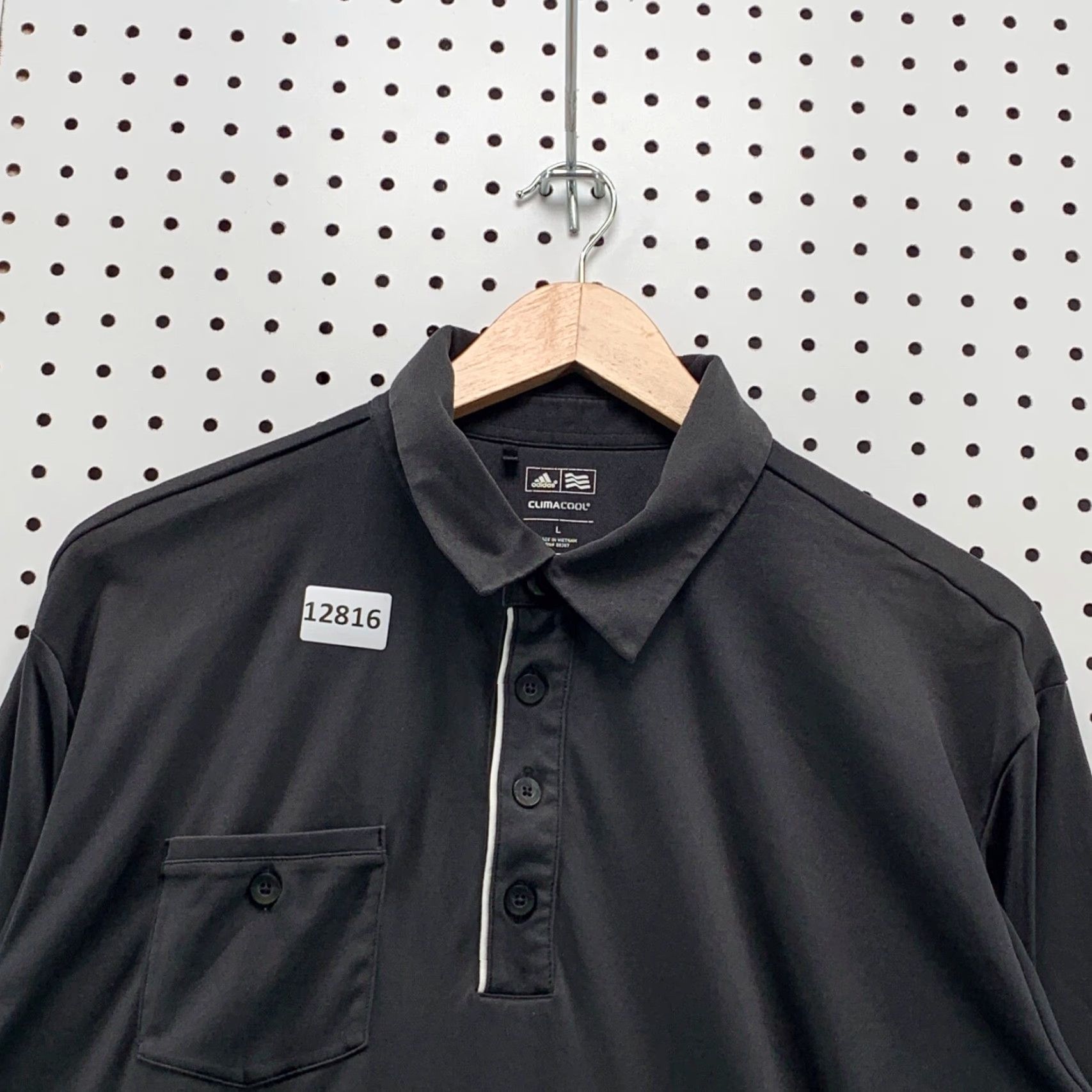 Adidas Adidas Golf Shirt Polo Climacool Mens Large Black Pocket Button Short Sleeve Size US L / EU 52-54 / 3 - 7 Thumbnail