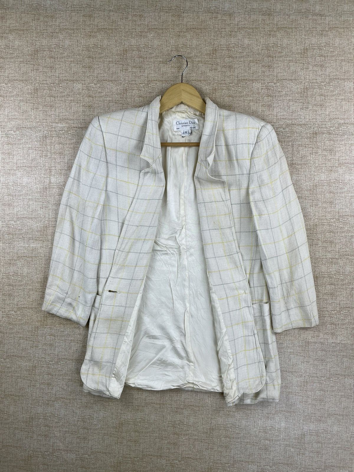 Christian Dior Monsieur × Vintage Vintage Christian Dior Separates White Plaid Blazer Jacket Size US S / EU 44-46 / 1 - 7 Thumbnail