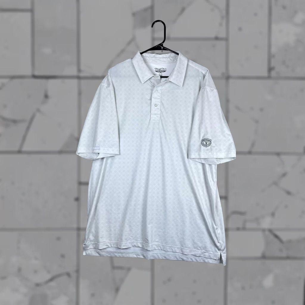 Vintage Straight Down Golf Polo Shirt Mens XL White Geometric Medinah Country Club Size US XL / EU 56 / 4 - 1 Thumbnail