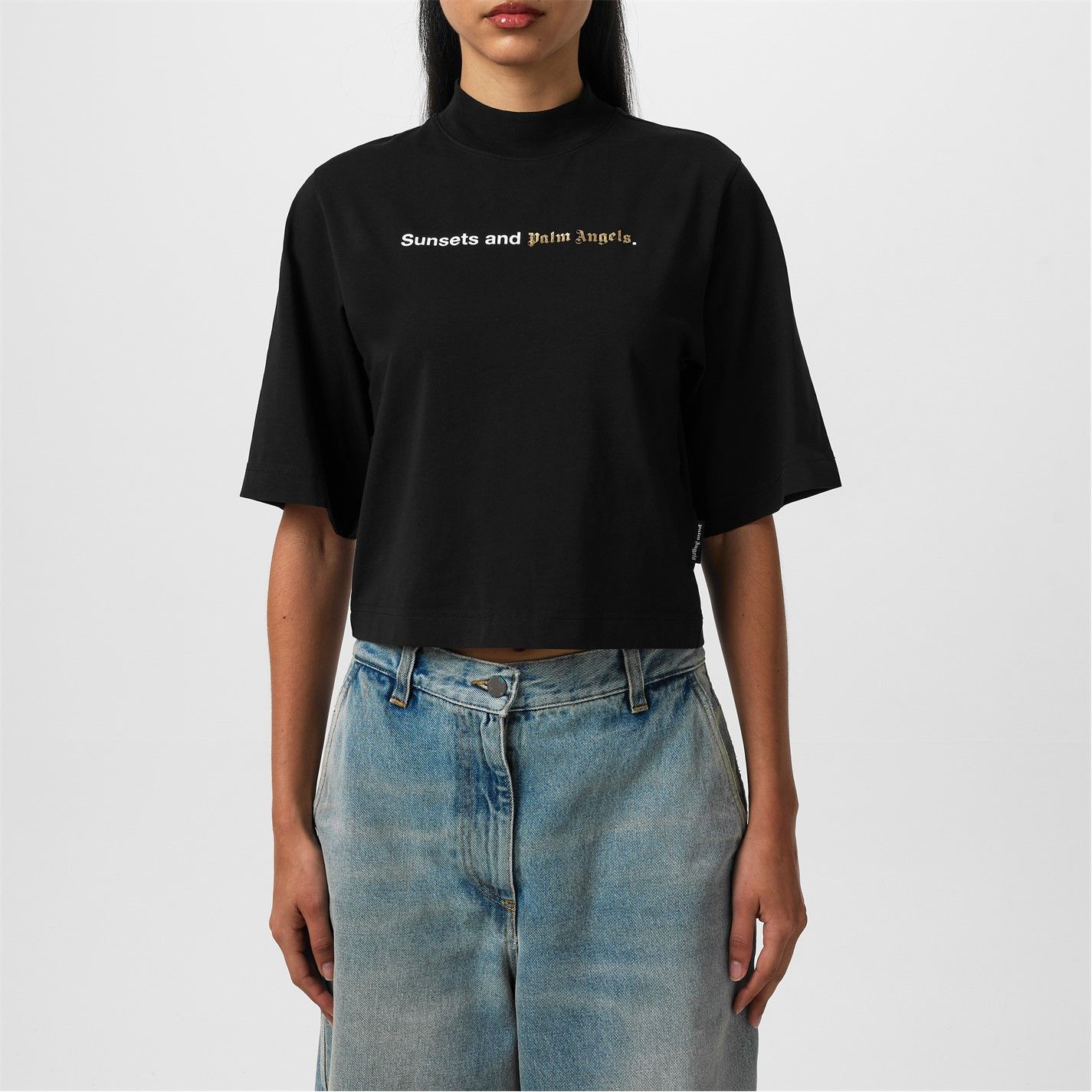 Palm Angels o1g2r1mq0325 Sunsets Cropped T-Shirt in Black Size L / US 10 / IT 46 - 3 Thumbnail