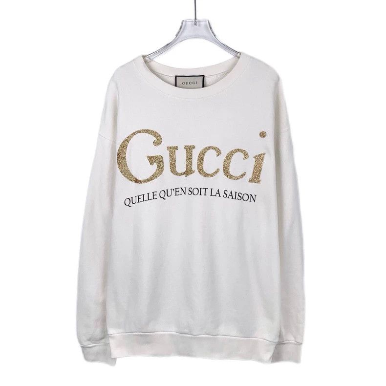Gucci Gucci Logo letter printed round-neck white cotton sweatshir Size US S / EU 44-46 / 1 - 1 Thumbnail