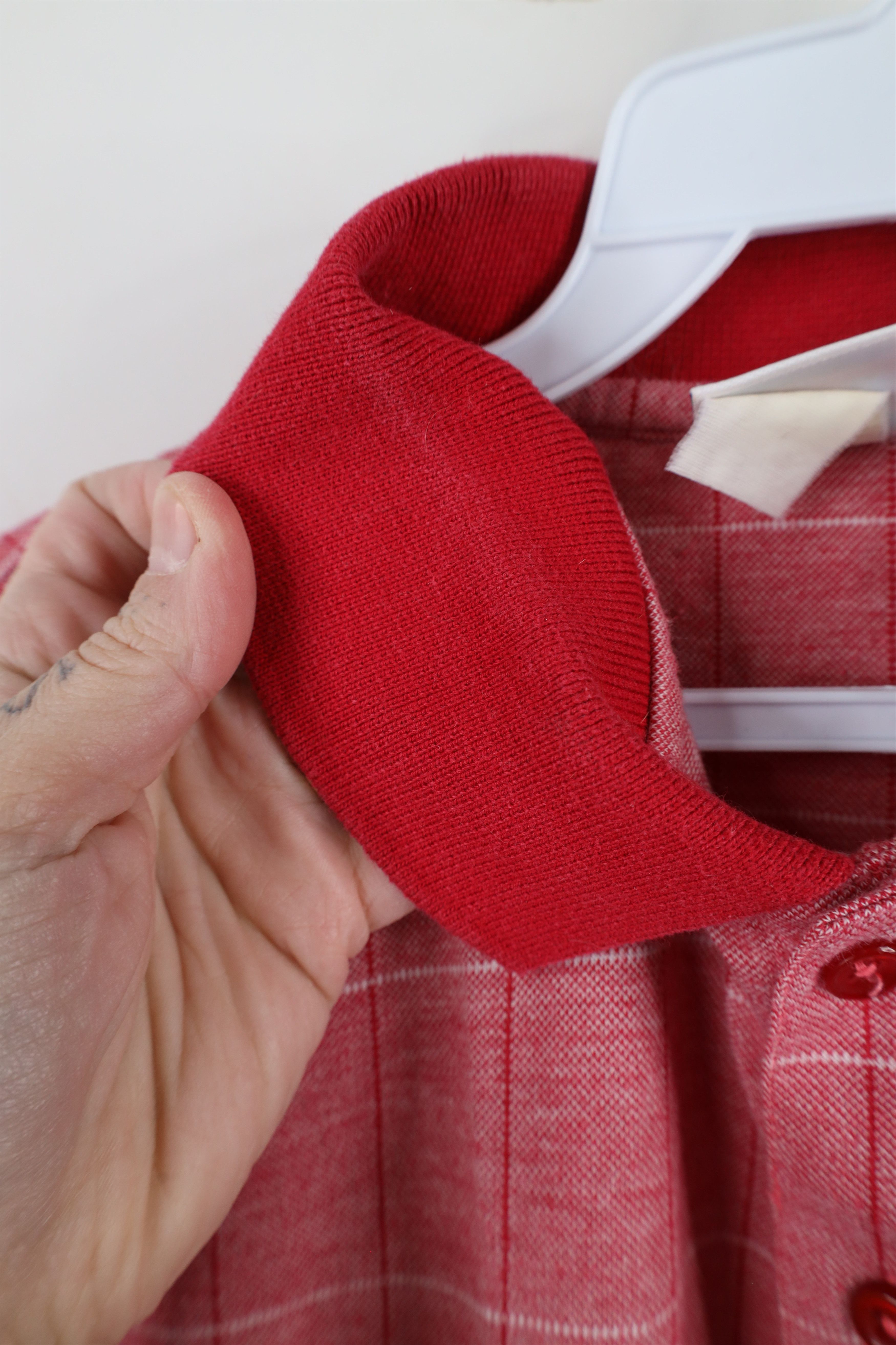 Vintage Vintage 90s Streetwear Knit Pullover Polo Shirt Red Plaid Size US L / EU 52-54 / 3 - 7 Thumbnail