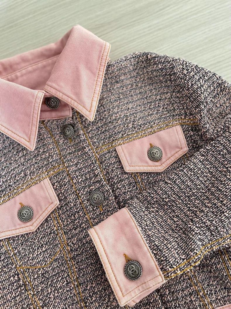 Chanel Chanel Pink denim stitched knitted jacket Size XS / US 0-2 / IT 36-38 - 4 Thumbnail