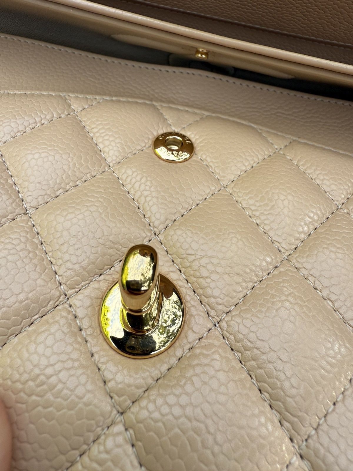 Chanel CC CLASSIC MEDIUM DOUBLE FLAP CAVIAR BEIGE GHW, 100% AUTH Size ONE SIZE - 2 Thumbnail