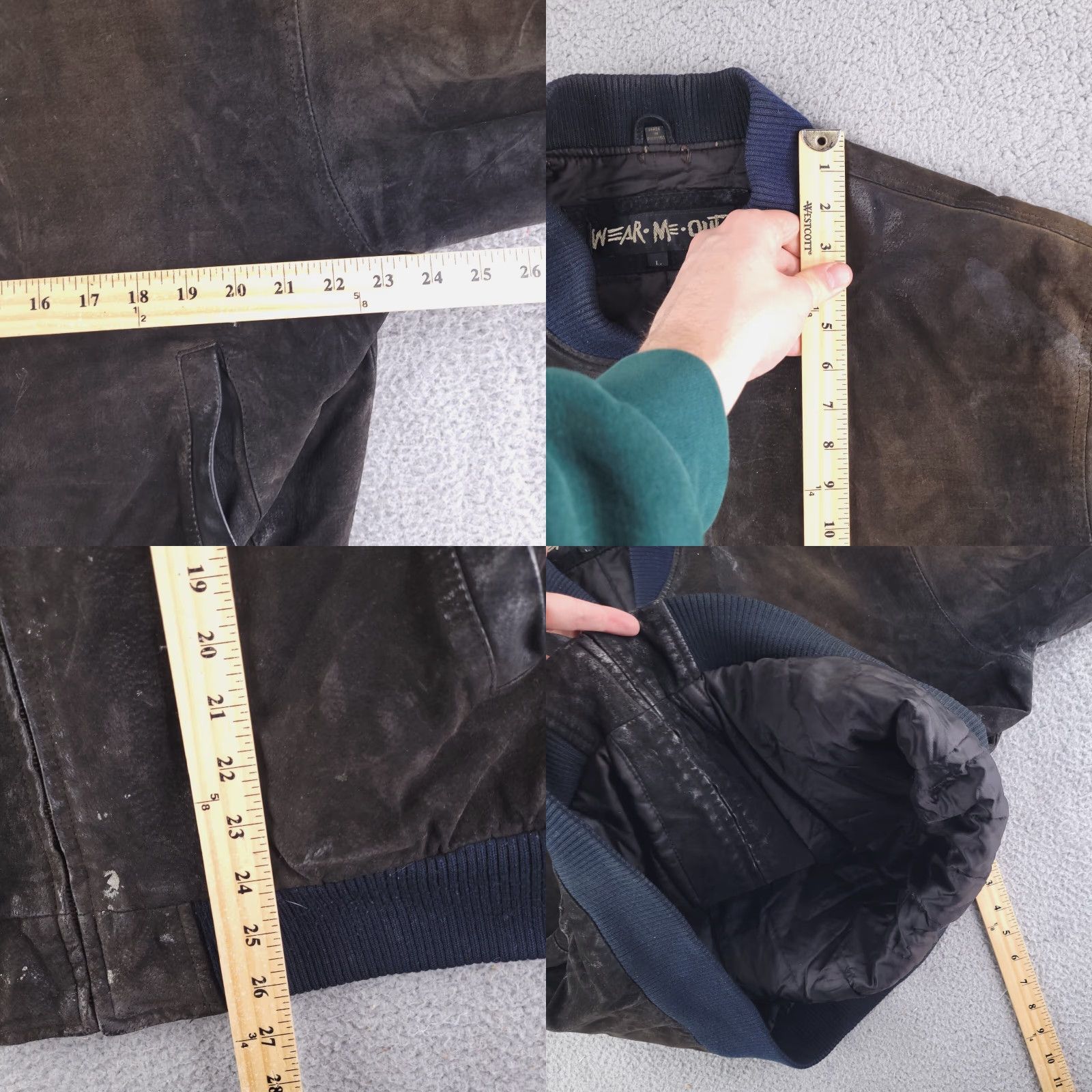 Vintage Wear Me Out Leather Jacket Mens Large Brown Zip Bomber Distressed Size US L / EU 52-54 / 3 - 8 Thumbnail