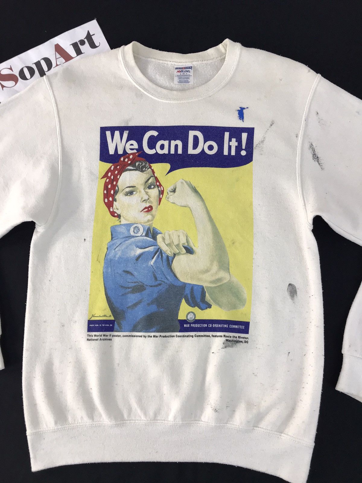 Jerzees × Vintage Vintage Sweatshirt Rosie The Riveter World War 2 Poster Size US M / EU 48-50 / 2 - 3 Thumbnail