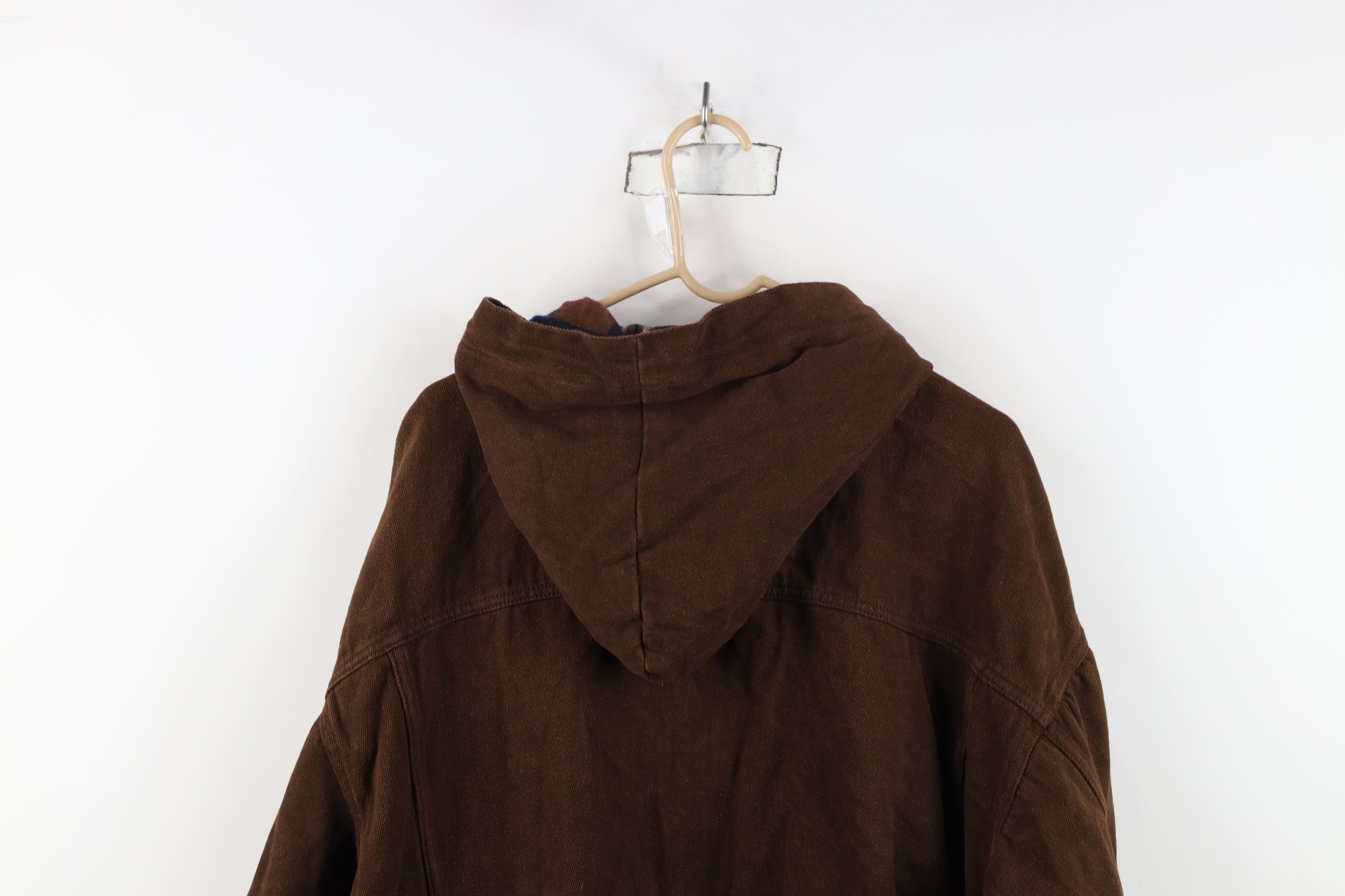 Vintage Vintage 90s Streetwear Fit Hooded Denim Trucker Jacket Brown Size US L / EU 52-54 / 3 - 13 Thumbnail
