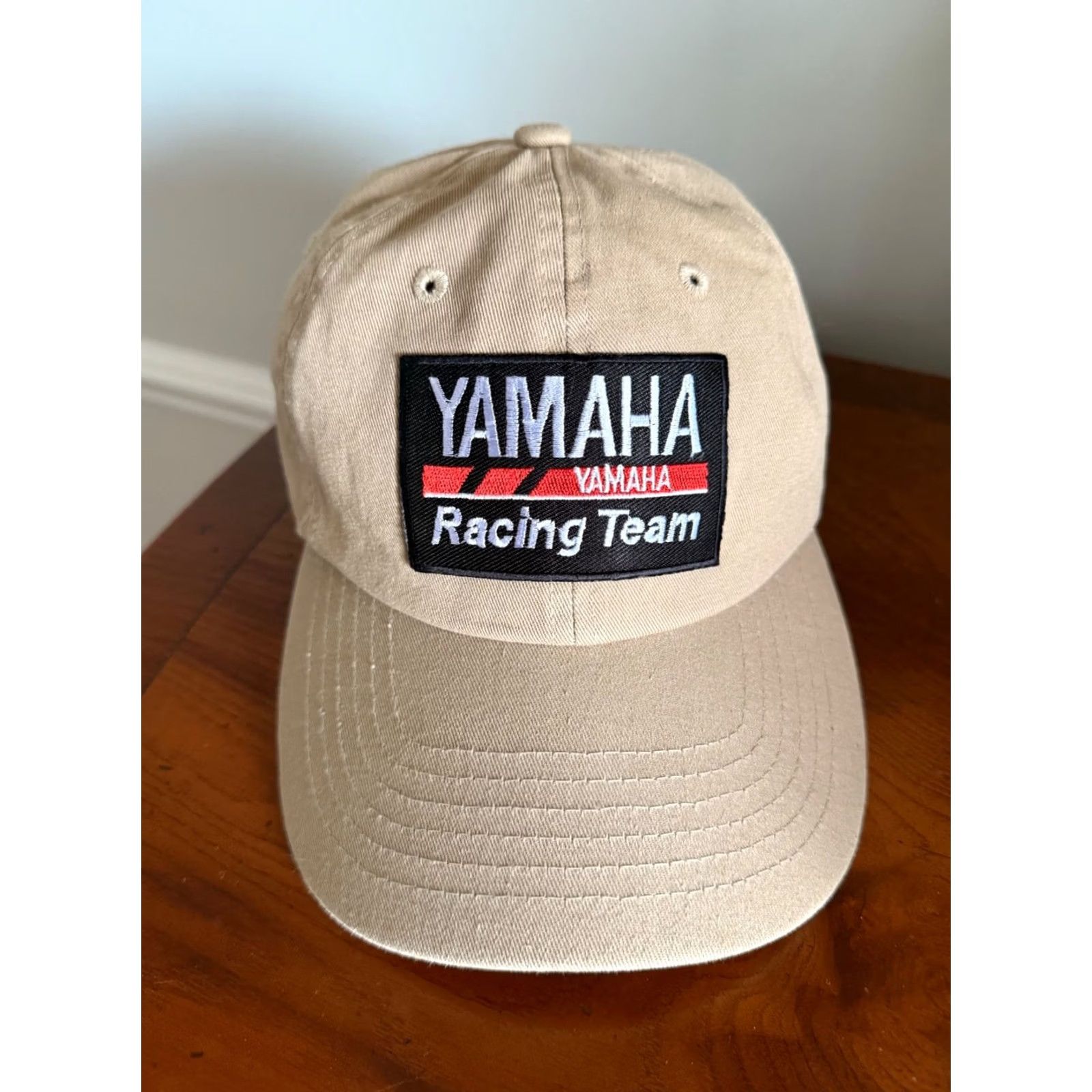 Yamaha VINTAGE Yamaha Racing Team Yamaha Patch Trucker Hat Snapback Tan Mens Adjustable Yellow 80s Motorcycle Sports Size ONE SIZE - 2 Thumbnail