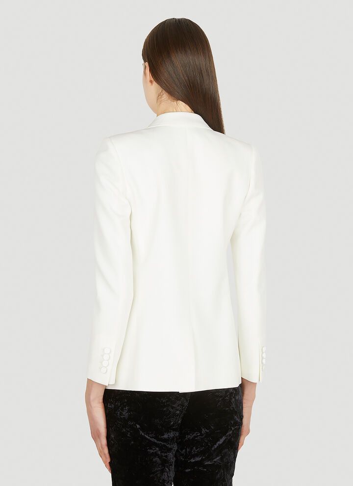 Saint Laurent Paris o1bcso1str1224 Tuxedo Jacket In Grain De Poudre in White Size M / US 6-8 / IT 42-44 - 4 Thumbnail