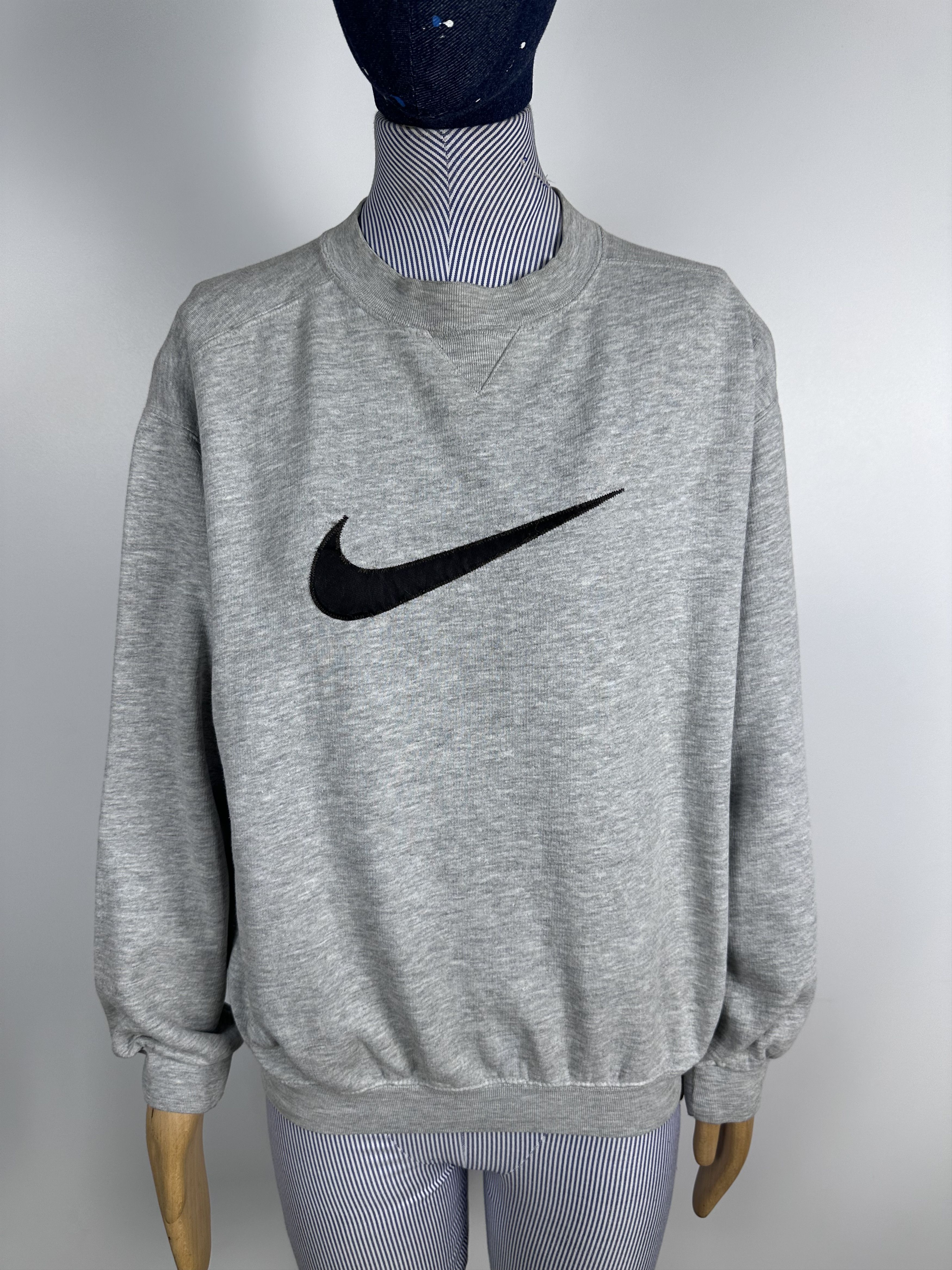 Nike × Vintage Vintage Nike Swoosh Big Logo Sweatshirt Grey Womens Size M Size M / US 6-8 / IT 42-44 - 1 Thumbnail
