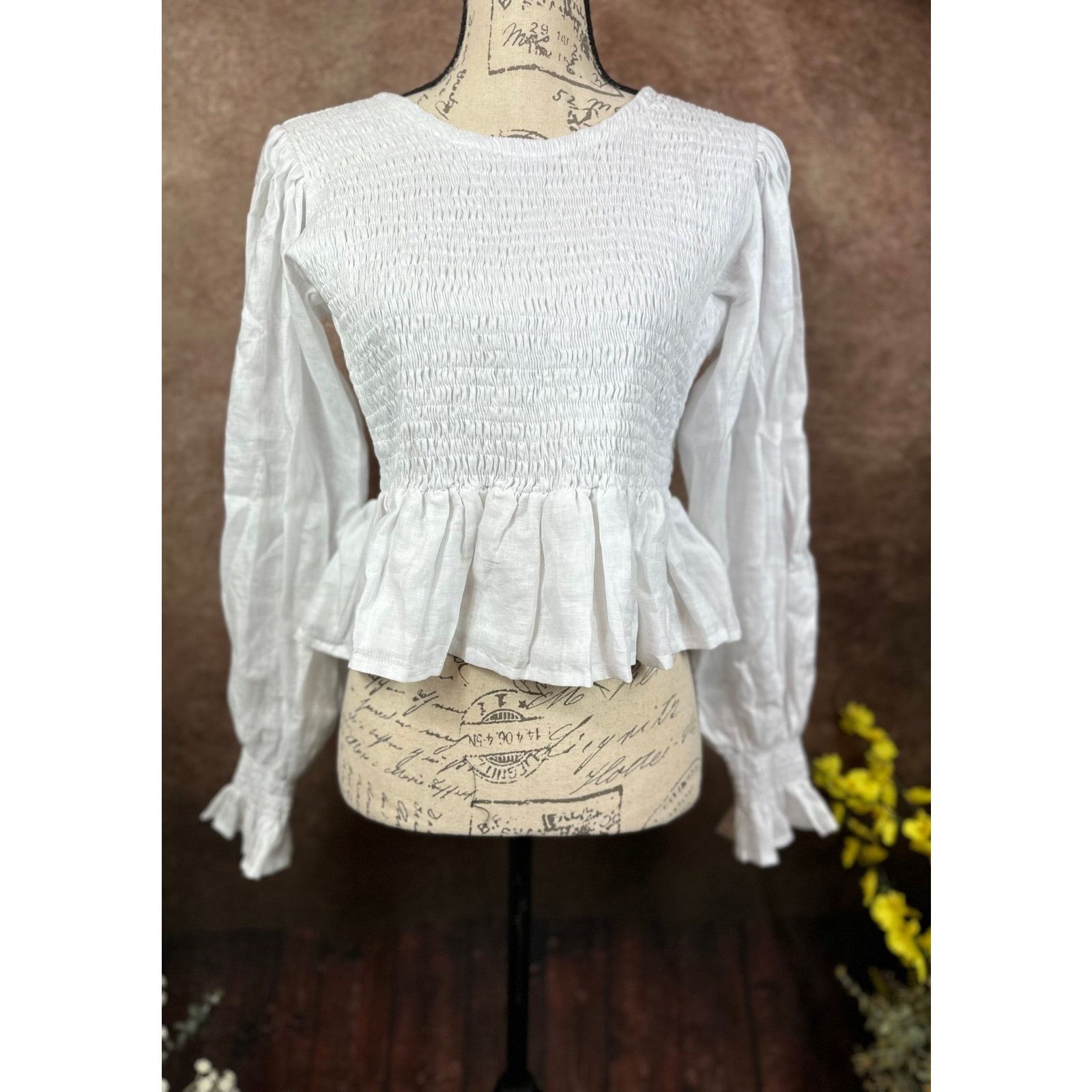 FAITHFULL Faithfull The Brand Savita Linen Open Back Top White size 4 Size S / US 4 / IT 40 - 3 Thumbnail