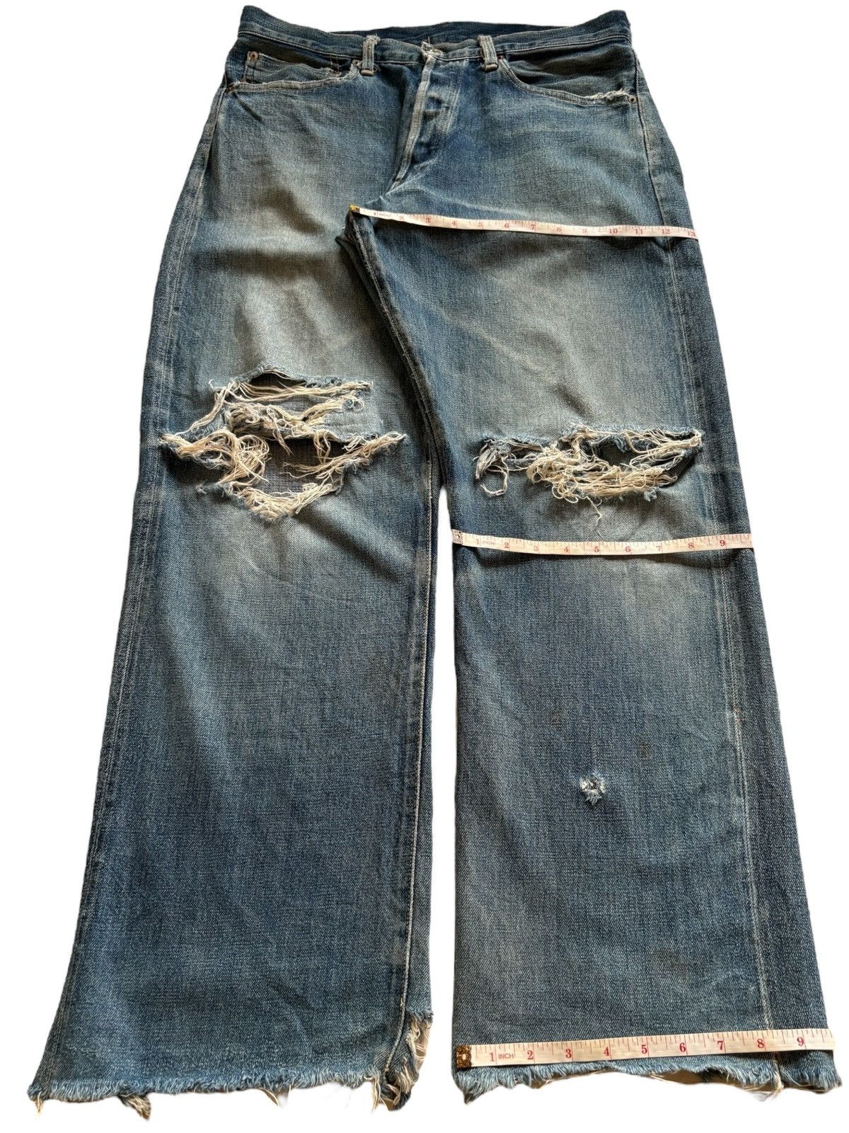 Japanese Brand Vintage Japanese Brand Selvedge Mud Wash Distress Baggy Jean Size US 33 - 14 Thumbnail