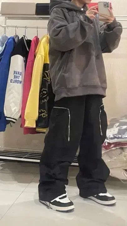Japanese Brand Baggy Cargo Pants Straight Casual Harajuku Y2K Style Pockets Size US 34 / EU 50 - 6 Thumbnail