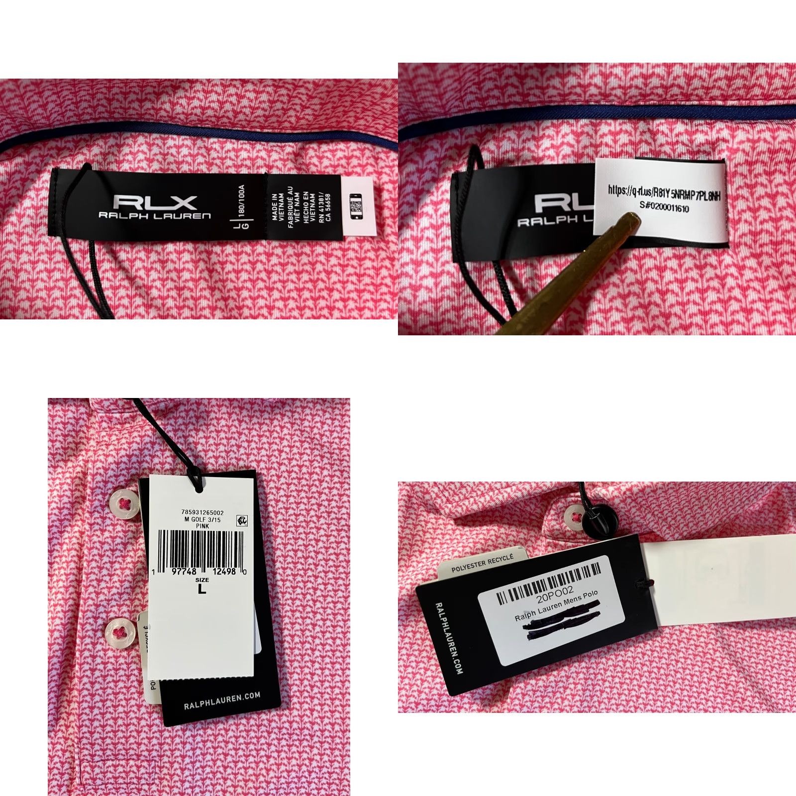 Ralph Lauren NWT Ralph Lauren RLX Polo Golf Shirt Men Pink Sz L Size US L / EU 52-54 / 3 - 9 Thumbnail