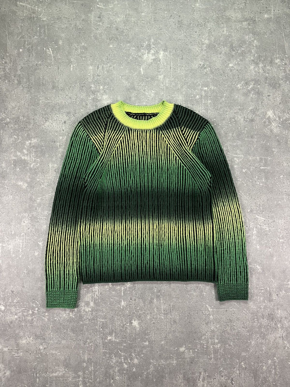 Japanese Brand Rare Neon Faded Ribbed Cable Knit Size US M / EU 48-50 / 2 - 1 Thumbnail