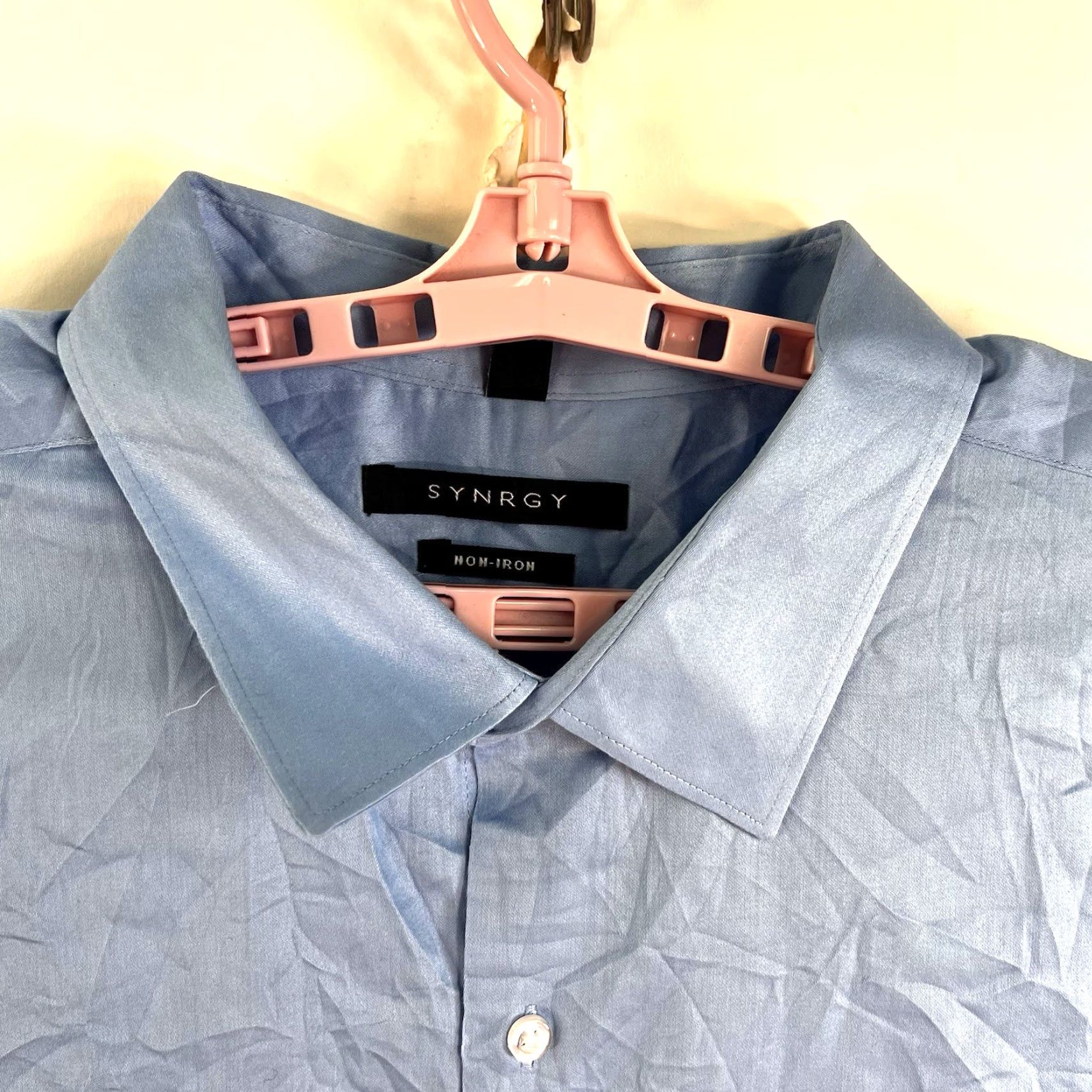 Vintage SYNRGY Button-Up Shirt Mens 20 / 36 Blue Long Sleeve Non-Iron Stretch Casual Business Size US XXL / EU 58 / 5 - 3 Thumbnail