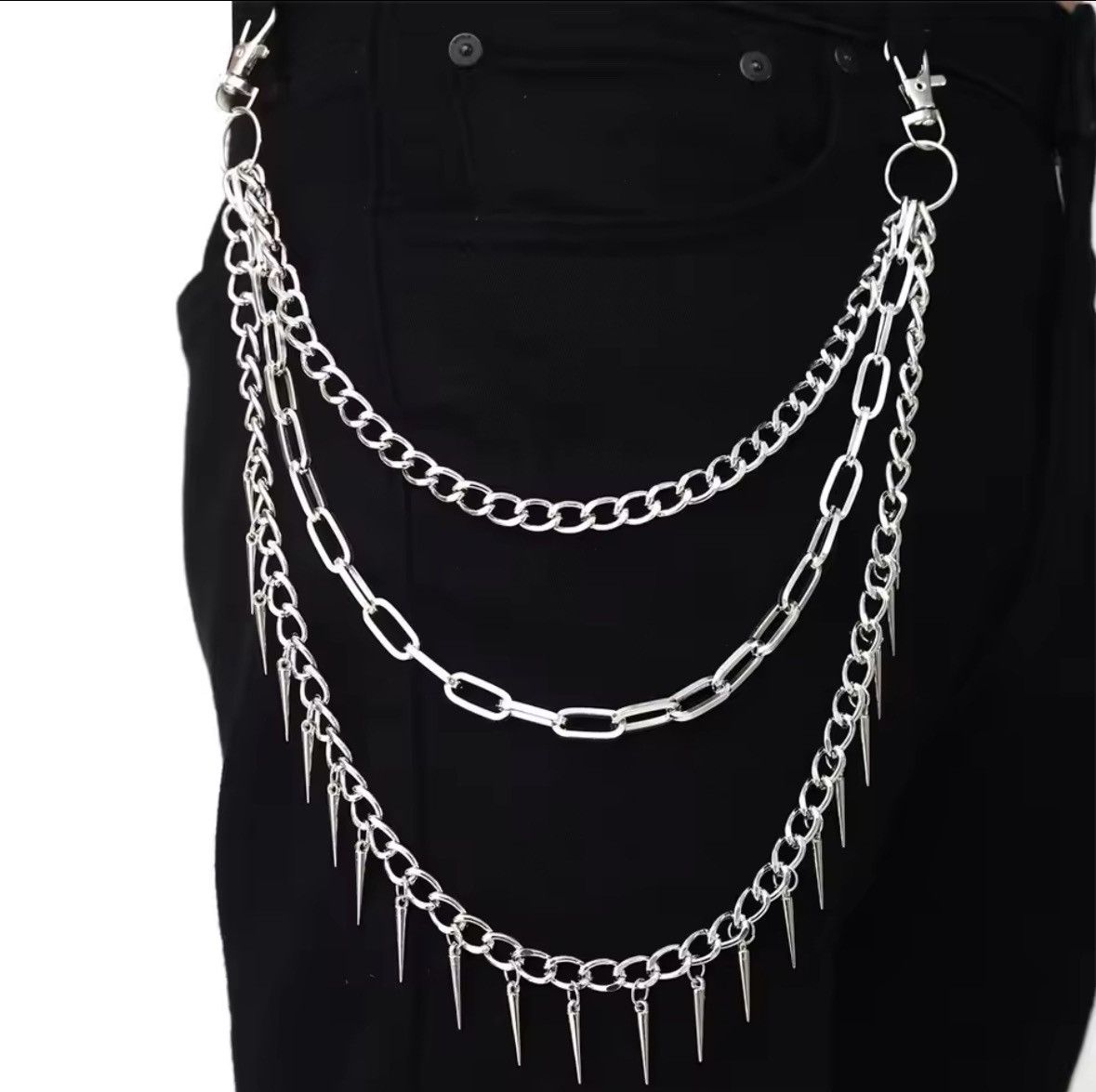 Jewelry Layered Punk Chain On The Jeans Pants Women Spike Keychains Size ONE SIZE - 1 Thumbnail