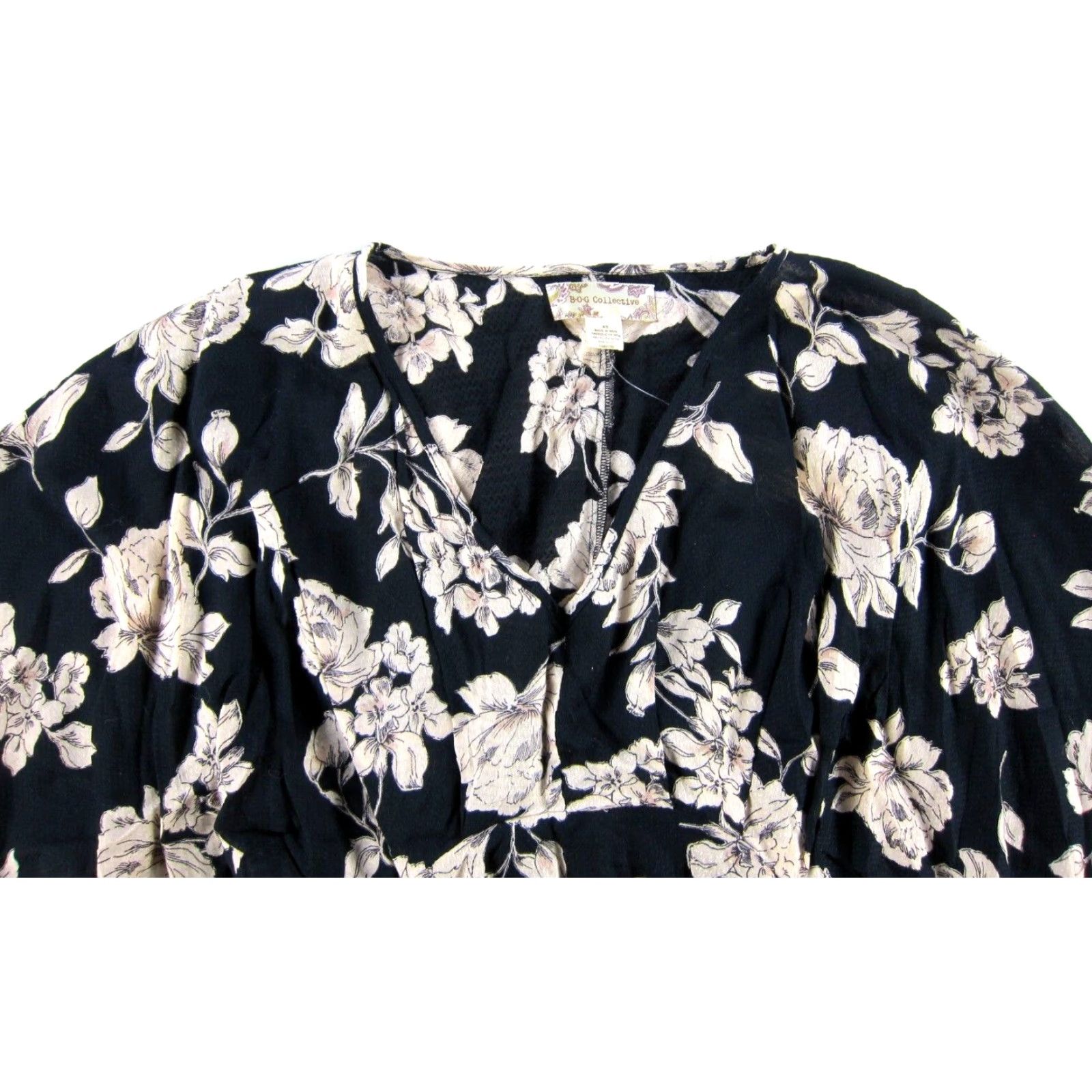 Vintage VINTAGE NWT B.O.G Collective Floral Blue Pink V-Neck Smock Peasant Blouse XS Size XS / US 0-2 / IT 36-38 - 4 Thumbnail