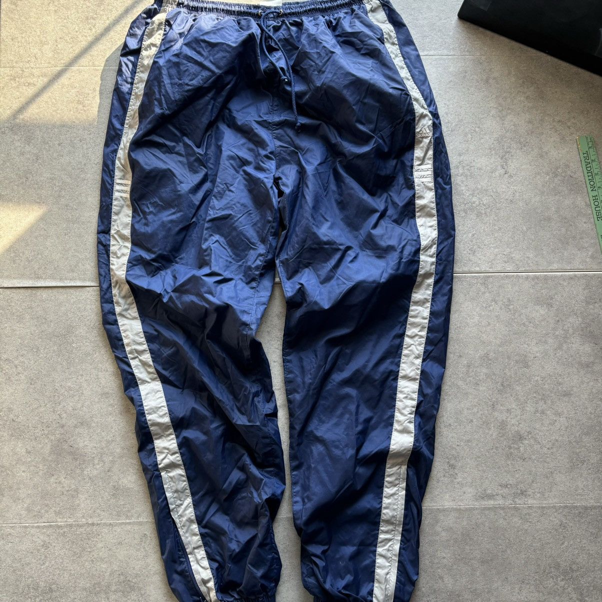 Adidas Blue with gray stripe lined adidas track pants Size US 36 / EU 52 - 1 Thumbnail