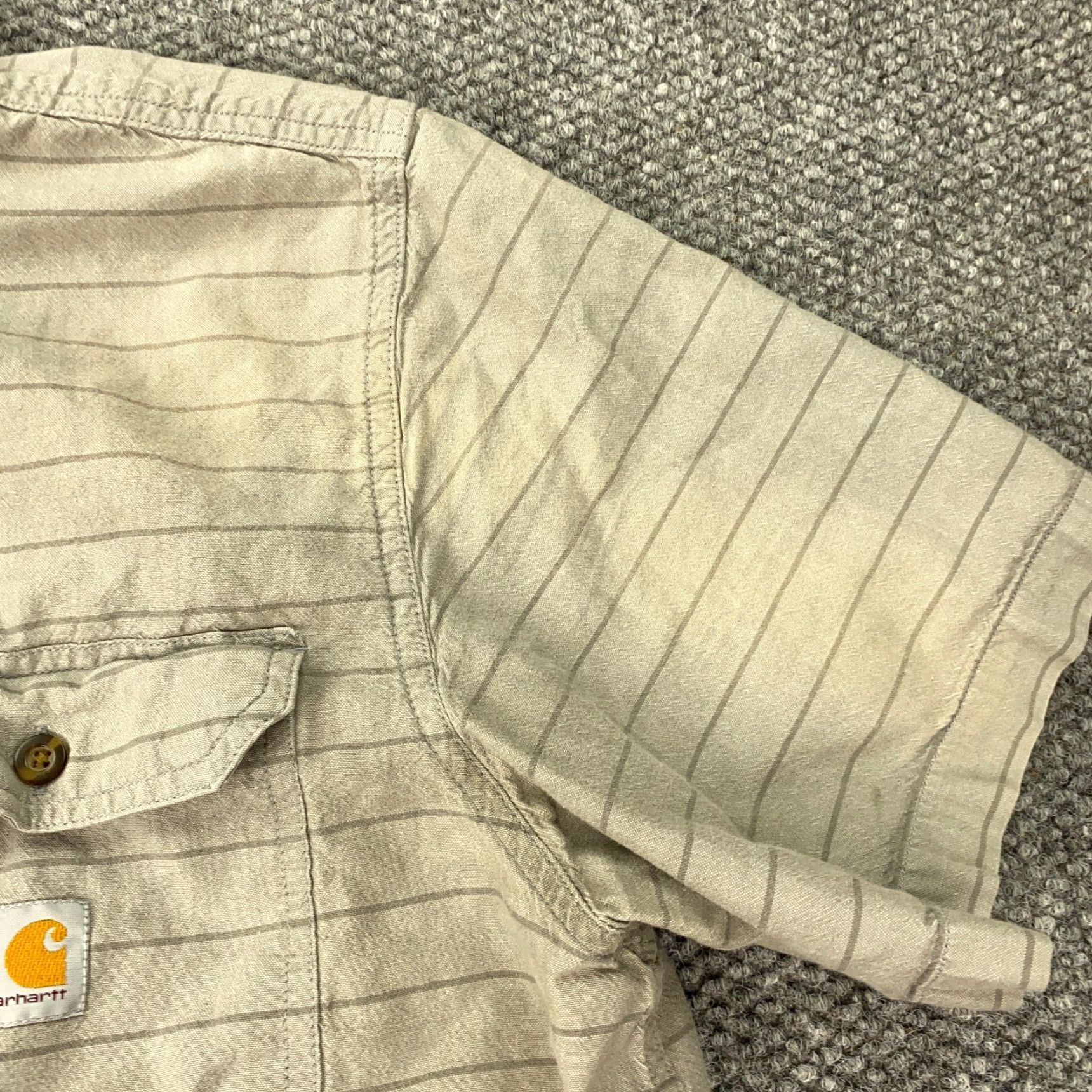 Carhartt VINTAGE Carhartt Loose Fit Shirt Mens Large Gray Striped Short Sleeve Workwear Size US L / EU 52-54 / 3 - 6 Thumbnail