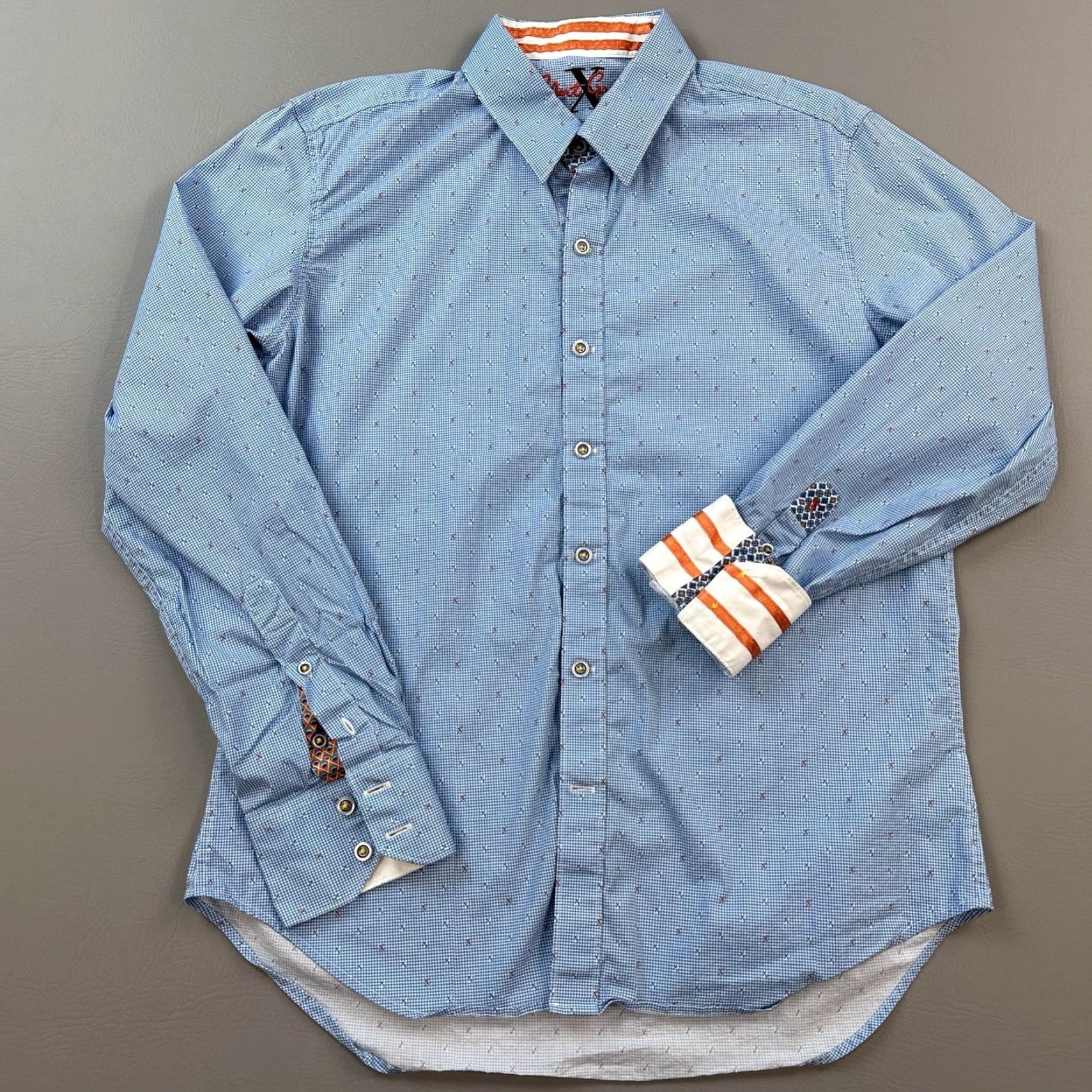 Robert Graham Robert Graham Shirt Mens Medium Blue Check Tailored Fit Long Sleeve Flip Cuff Size US M / EU 48-50 / 2 - 2 Thumbnail