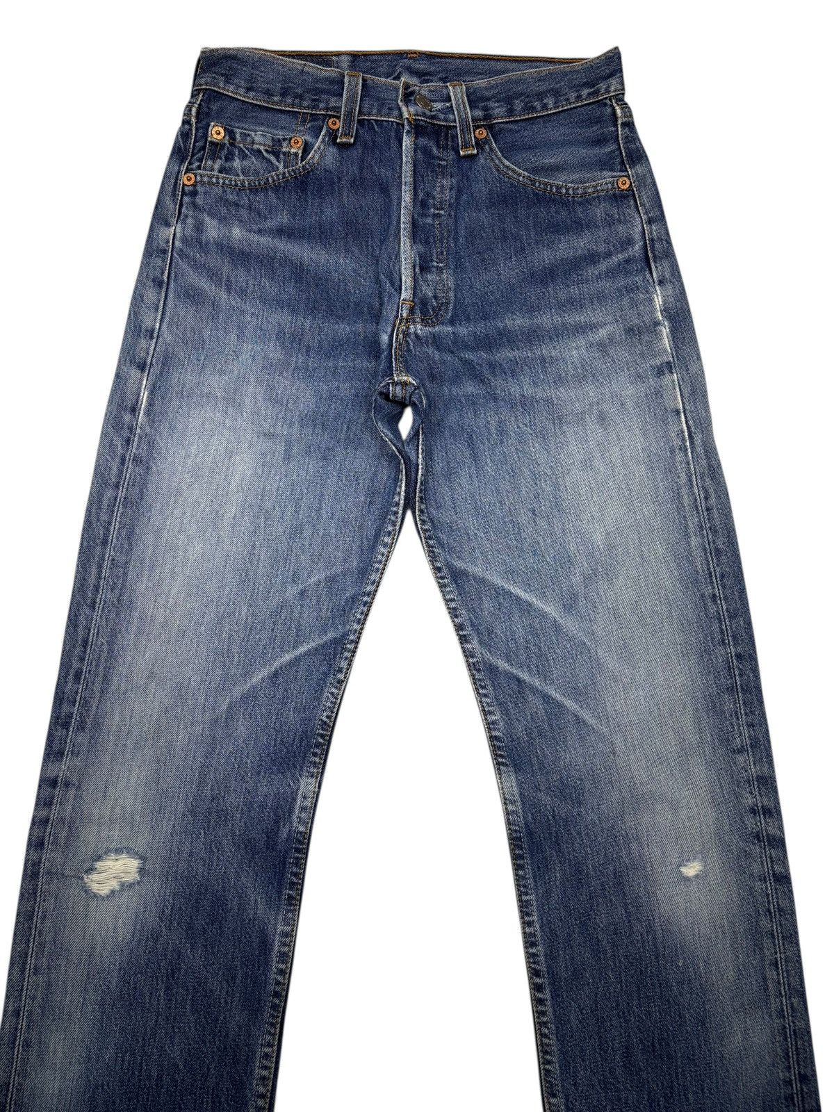 Levi's Vintage Levis 501 USA Blue Distressed Denim Jeans Size US 27 - 7 Thumbnail
