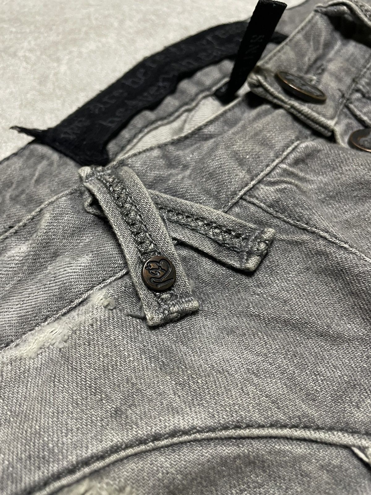 If Six Was Nine RNT23 Skull Destroyed glam denim w/ twisted seams & raw edge Size US 36 / EU 52 - 9 Thumbnail