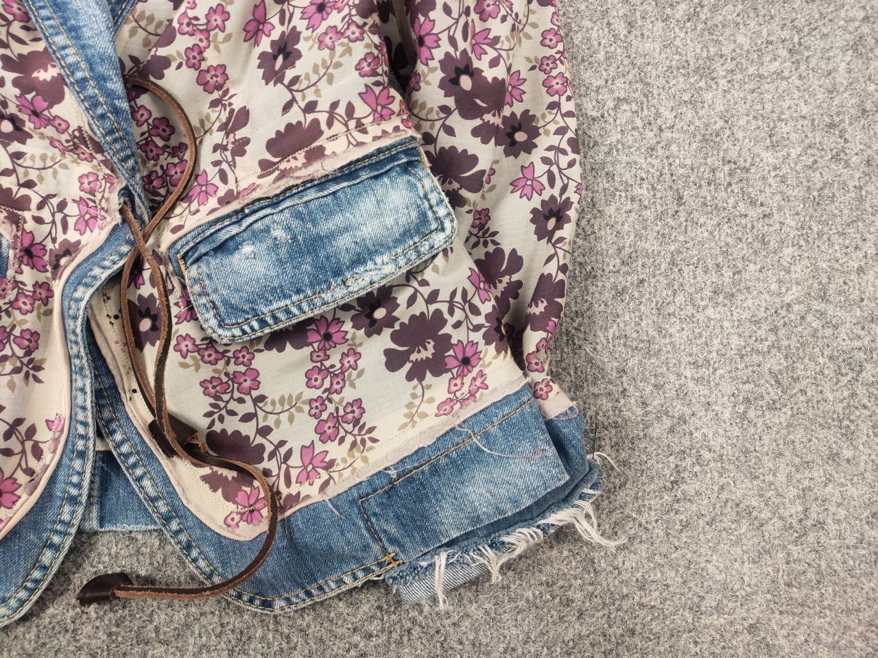 Dsquared2 Design Denim Patchwork Flower string Blazer Jacket